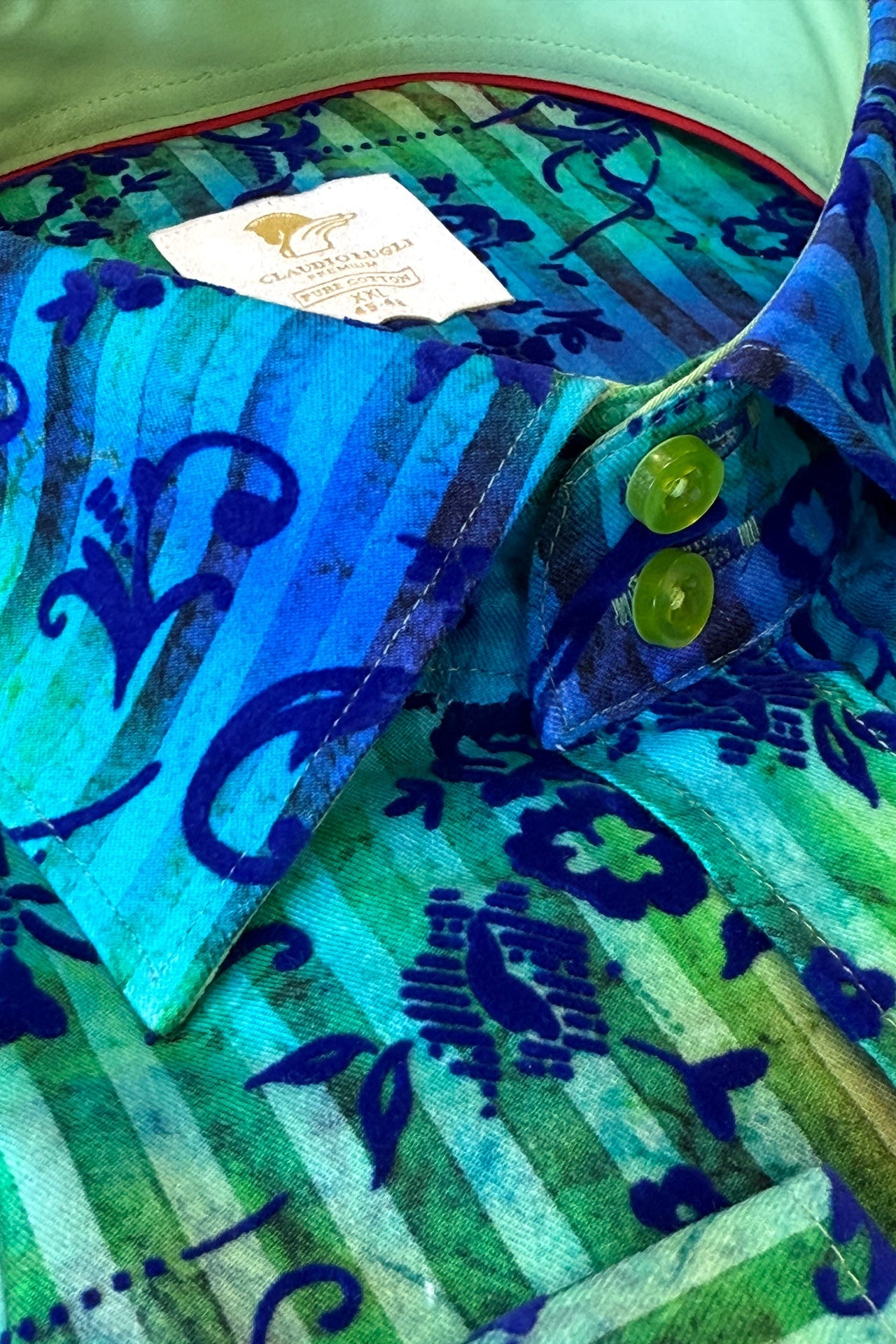 TIE - DYE FLORAL FLOCKING SHIRT WITH LUXURY TEXTURED FINISH - Claudio Lugli Shirts