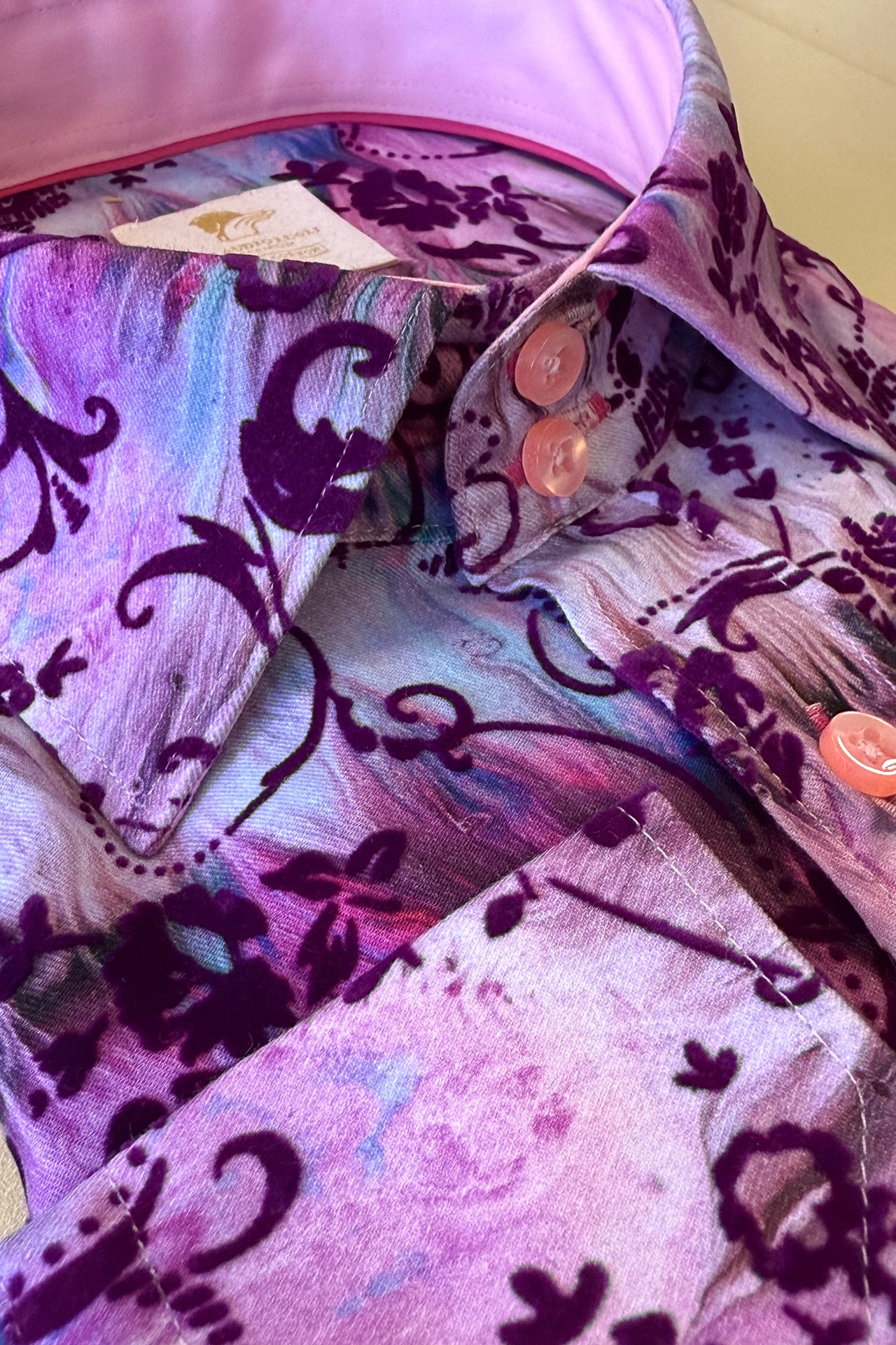 TIE - DYE FLORAL FLOCKING SHIRT WITH LUXURY TEXTURED FINISH - Claudio Lugli Shirts