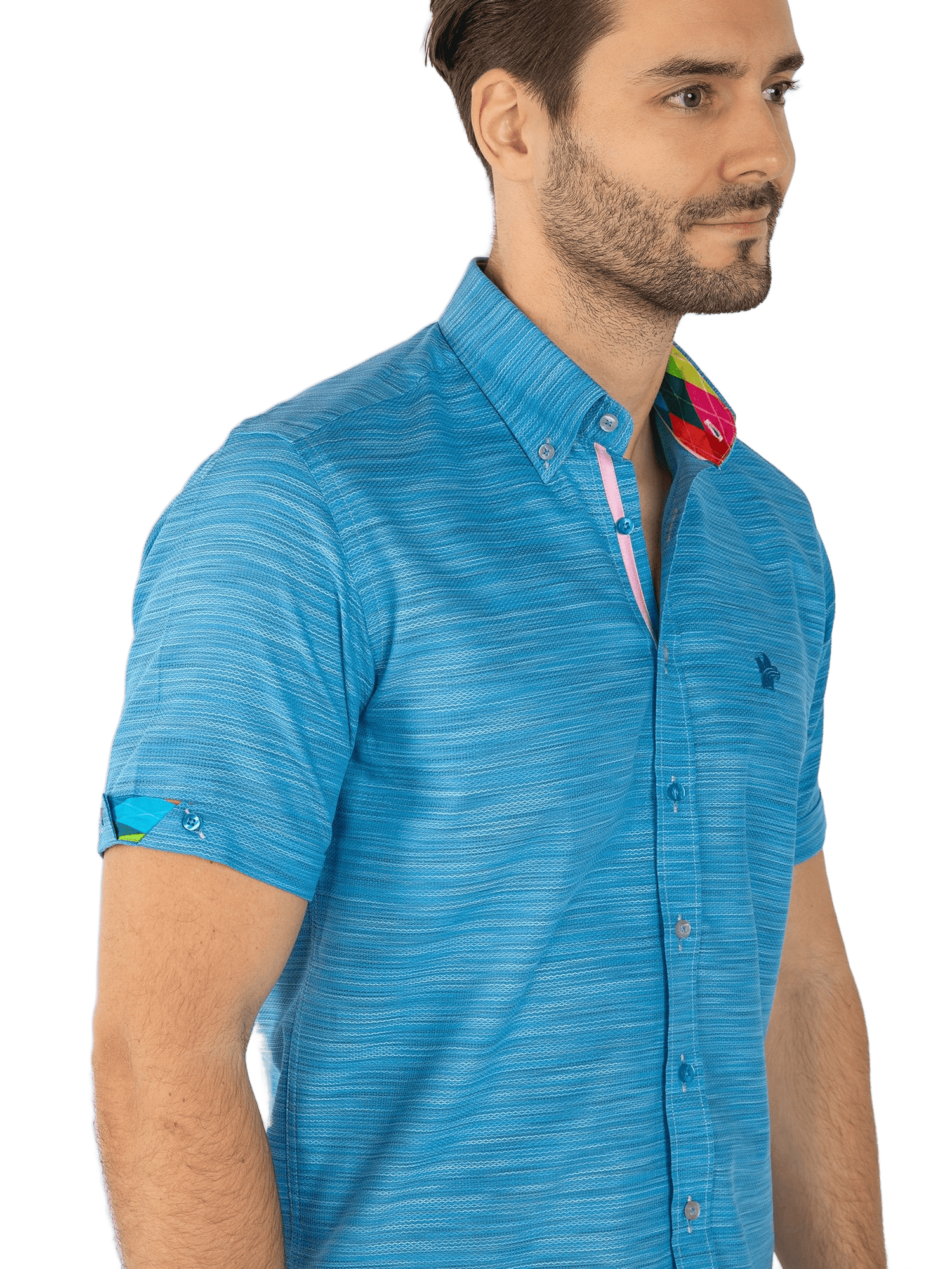 Tonal Texture Weave Men's Short Sleeve Shirt - Claudio Lugli Shirts