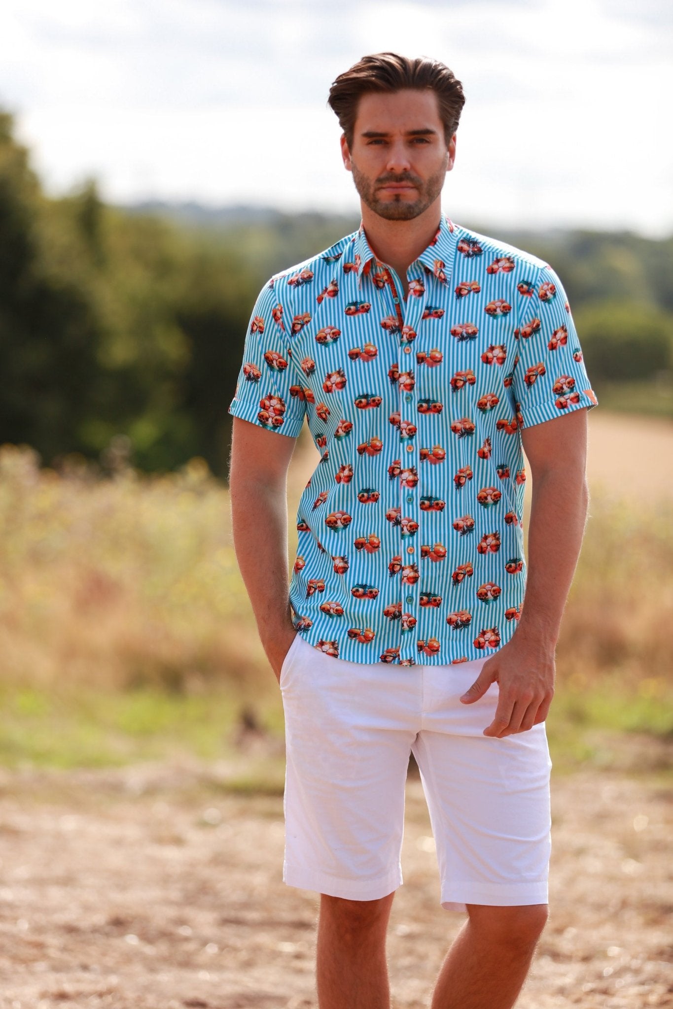 TROPICAL VISIONS STRIPE SHORT SLEEVE SHIRT – Premium Men's Patterned Shirt by Claudio Lugli | Bold Design, Tailored Fit, Best Printed Shirts