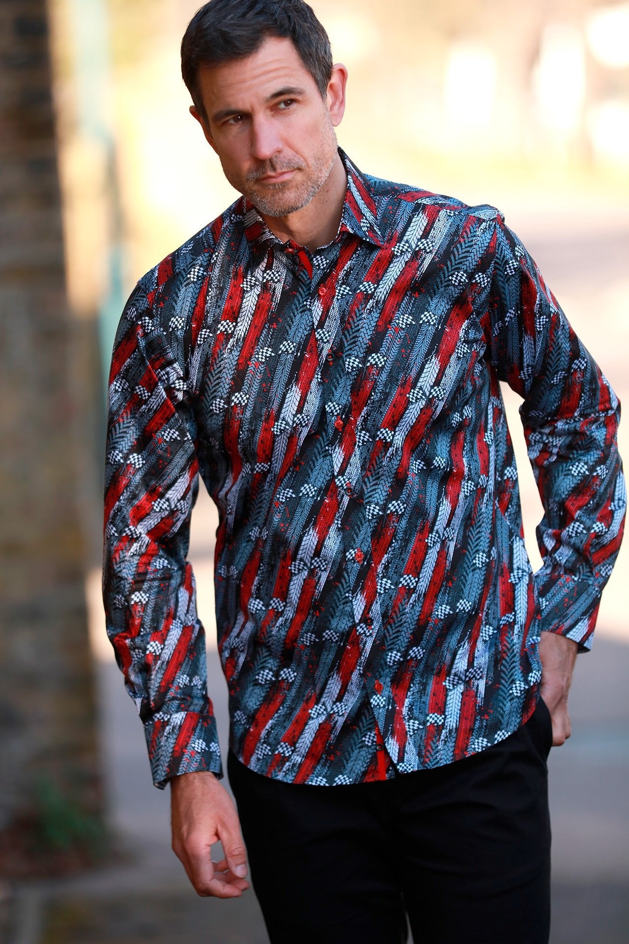TURBO TRACKS & RACING FLAGS PRINT SHIRT - Claudio Lugli Shirts