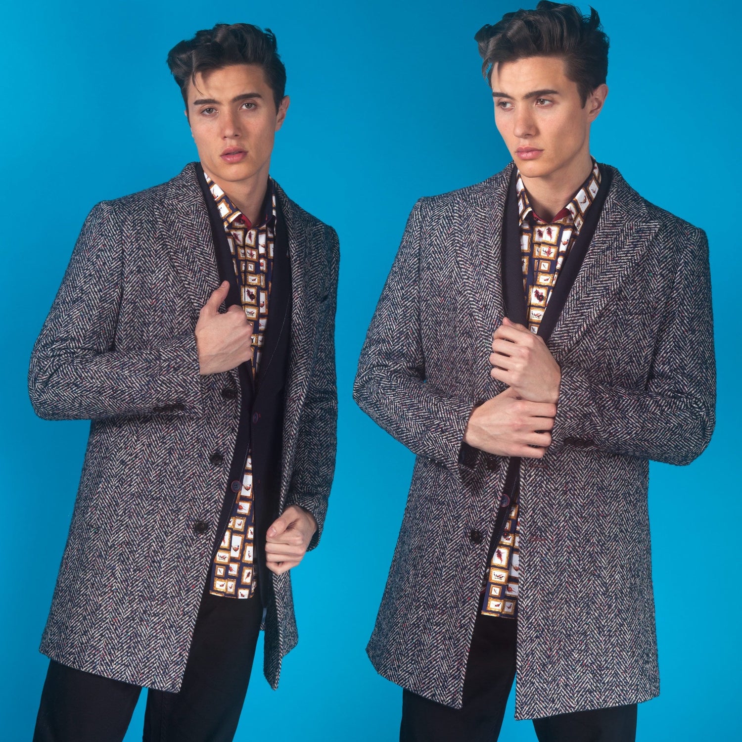 TWEED LONG COAT - Premium Men's Patterned Shirt by Claudio Lugli | Bold Design, Tailored Fit, Best Printed Shirts
