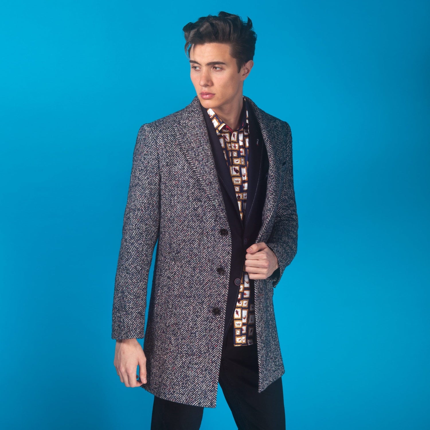 TWEED LONG COAT - Premium Men's Patterned Shirt by Claudio Lugli | Bold Design, Tailored Fit, Best Printed Shirts