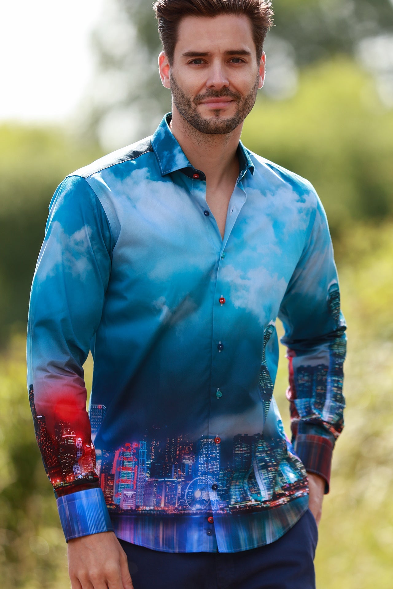 TWILIGHT METROPOLIS PLACEMENT PRINT SHIRT - Claudio Lugli Shirts