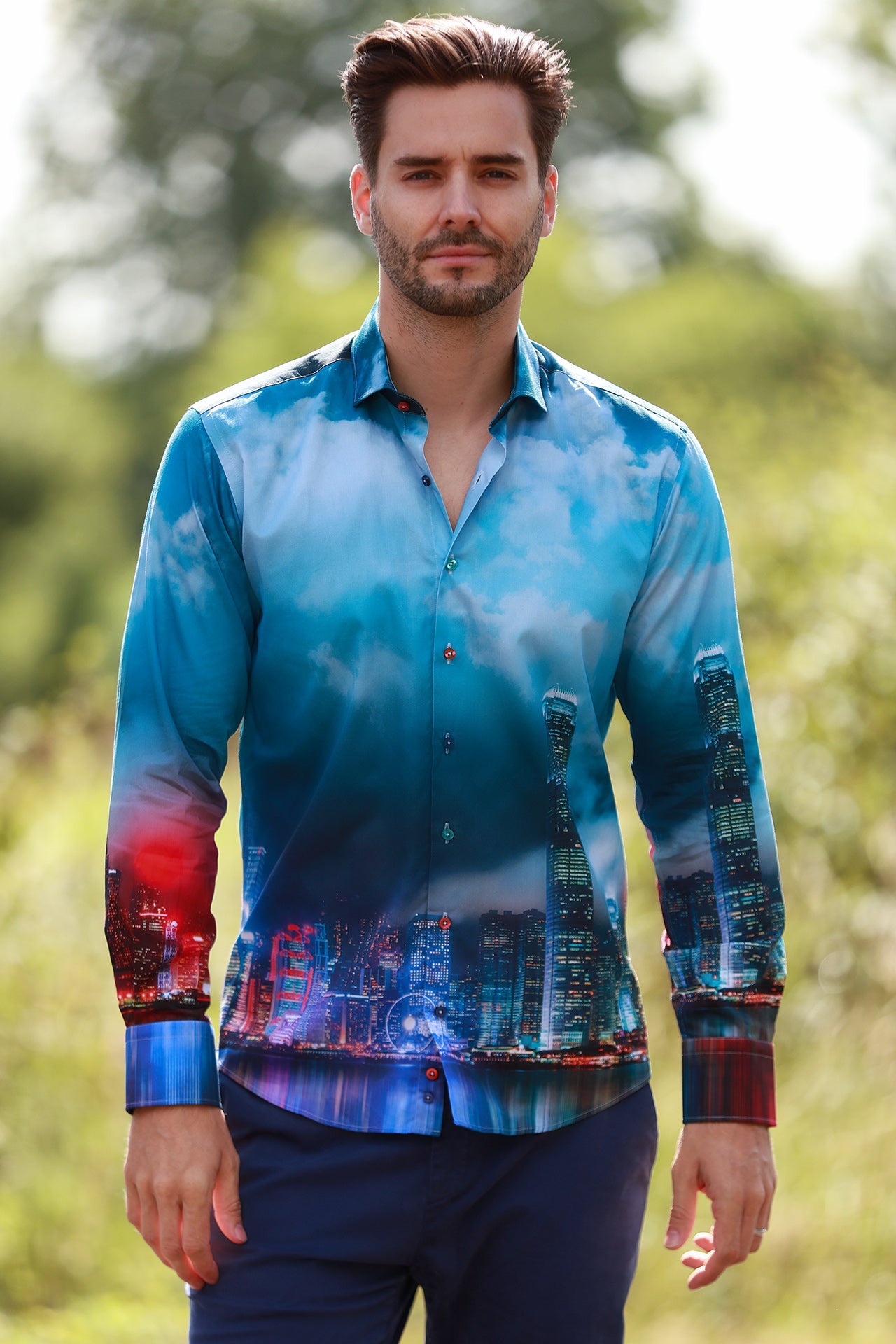 TWILIGHT METROPOLIS PLACEMENT PRINT SHIRT - Claudio Lugli Shirts