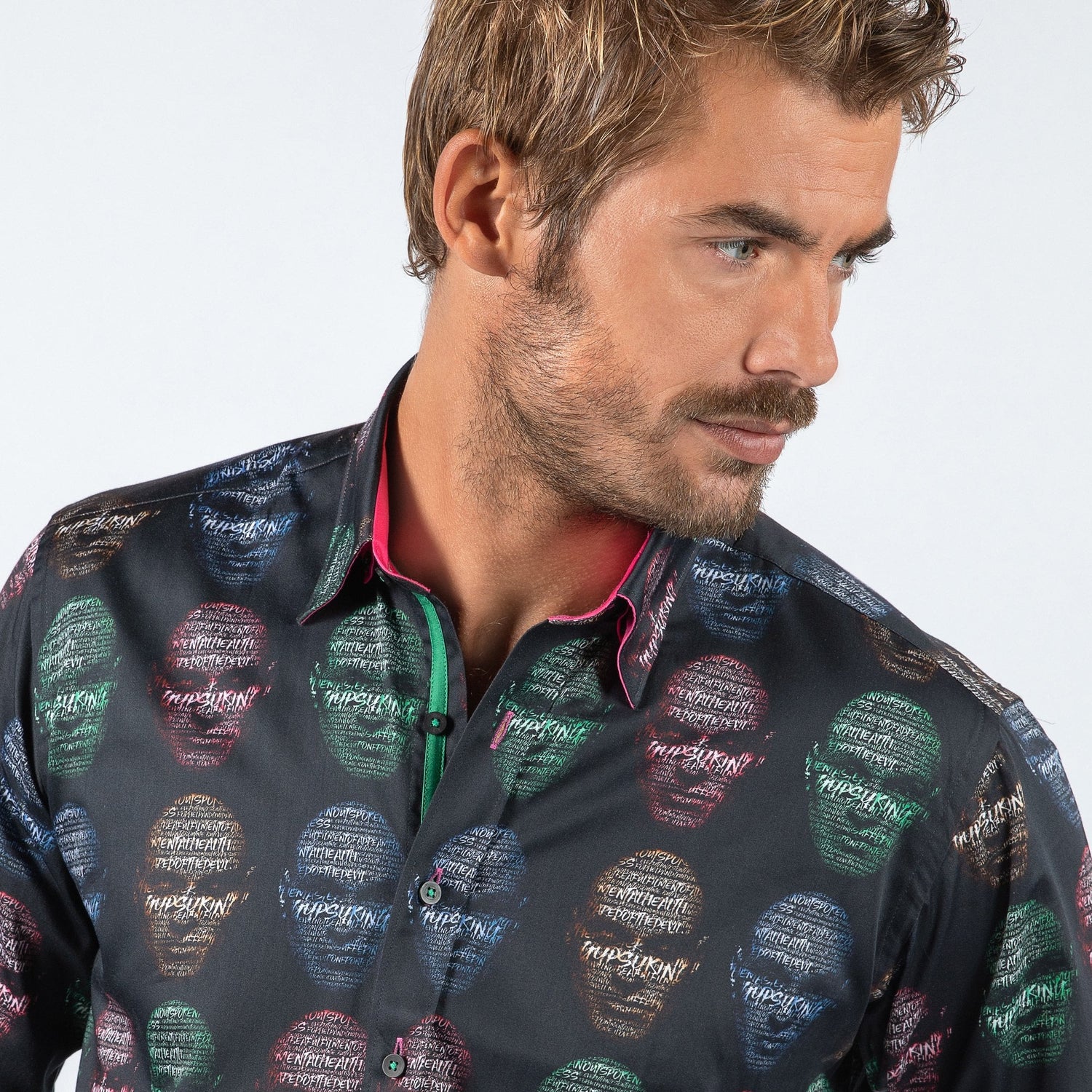 TYSON FURY: MENTAL HEALTH AWARENESS PRINT SHIRT - Premium Men's Patterned Shirt by Claudio Lugli | Bold Design, Tailored Fit, Best Printed Shirts