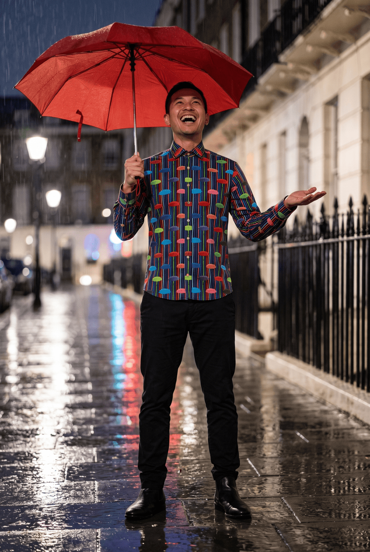 Umbrella Floating Stripe Print Shirt - Claudio Lugli Shirts