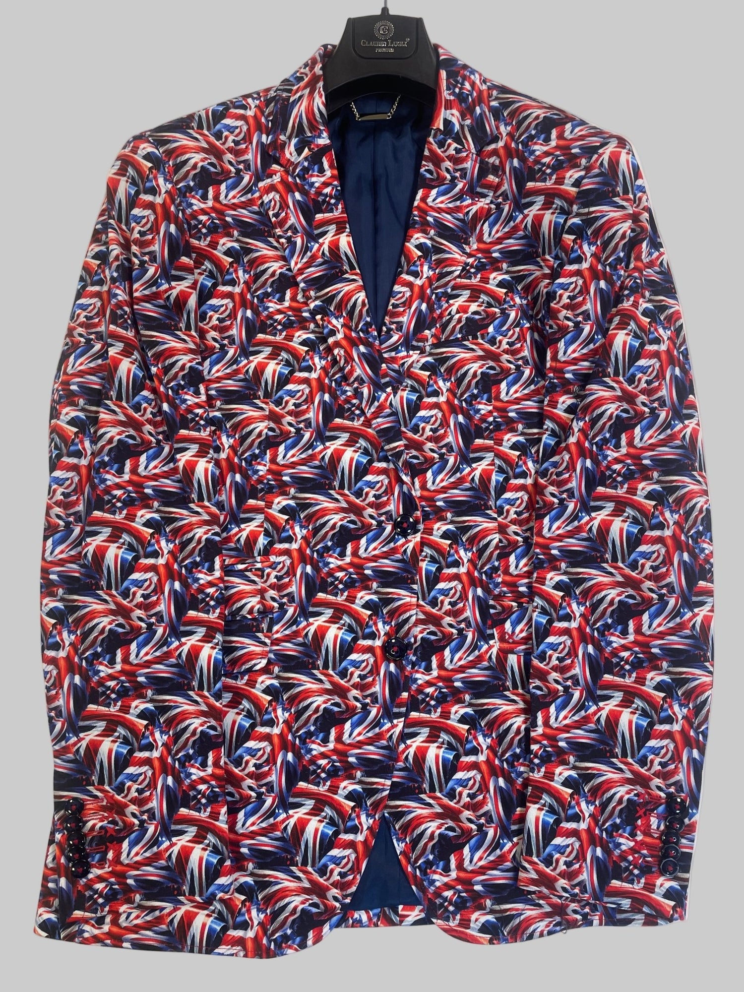 UNION JACK PRINTED FITTED JACKET - Claudio Lugli Shirts