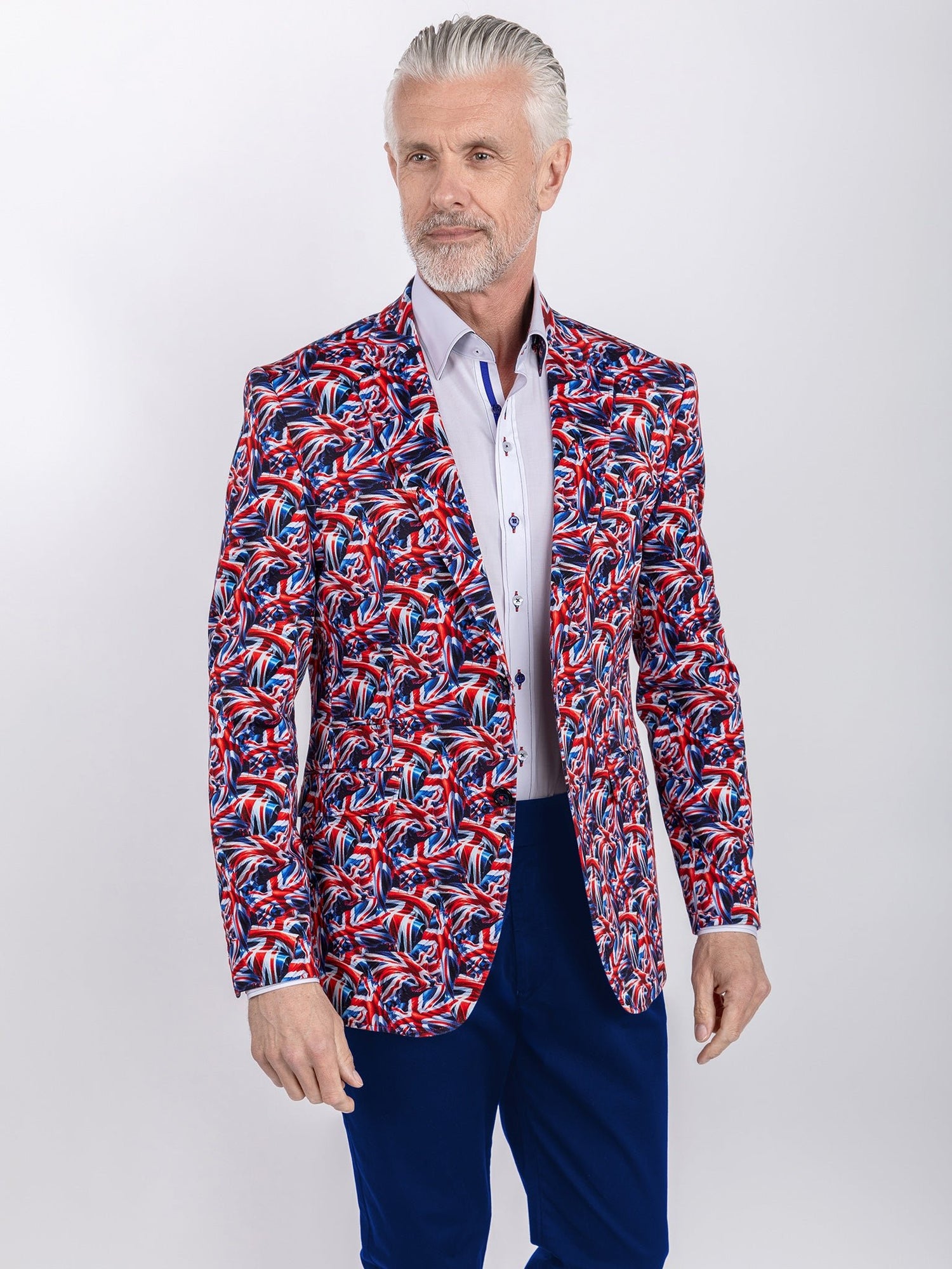 UNION JACK PRINTED FITTED JACKET - Claudio Lugli Shirts