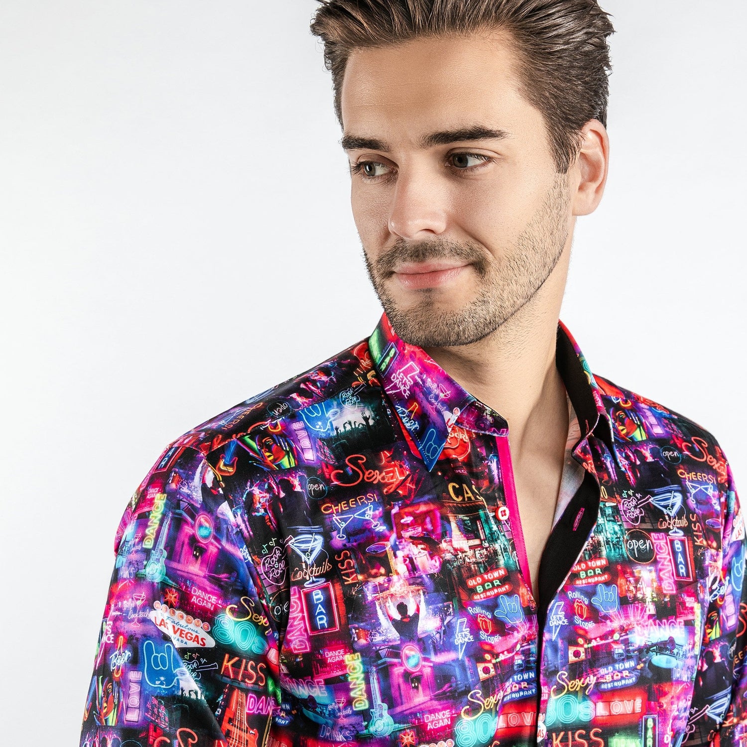 VEGAS AT NIGHT PRINT SHIRT - Premium Men's Patterned Shirt by Claudio Lugli | Bold Design, Tailored Fit, Best Printed Shirts