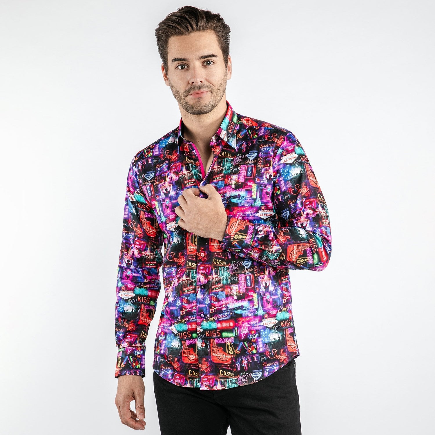 VEGAS AT NIGHT PRINT SHIRT - Premium Men's Patterned Shirt by Claudio Lugli | Bold Design, Tailored Fit, Best Printed Shirts