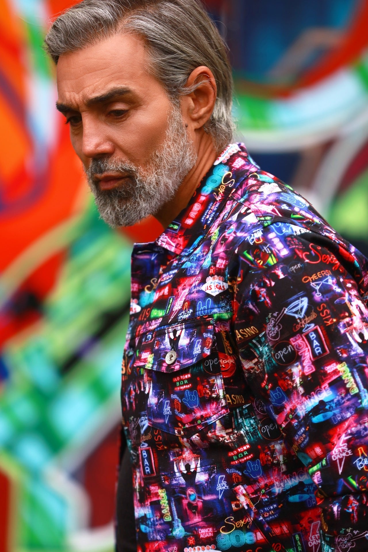 VEGAS AT NIGHT SHACKET - Premium Men's Patterned Shirt by Claudio Lugli | Bold Design, Tailored Fit, Best Printed Shirts