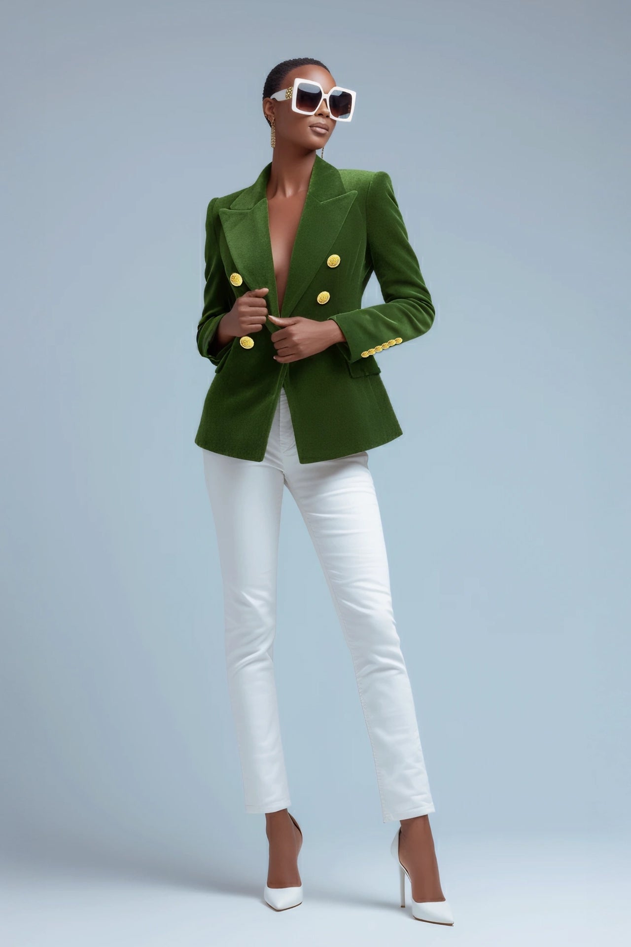 VELVET DOUBLE BREASTED WOMENS JACKET - Claudio Lugli Shirts