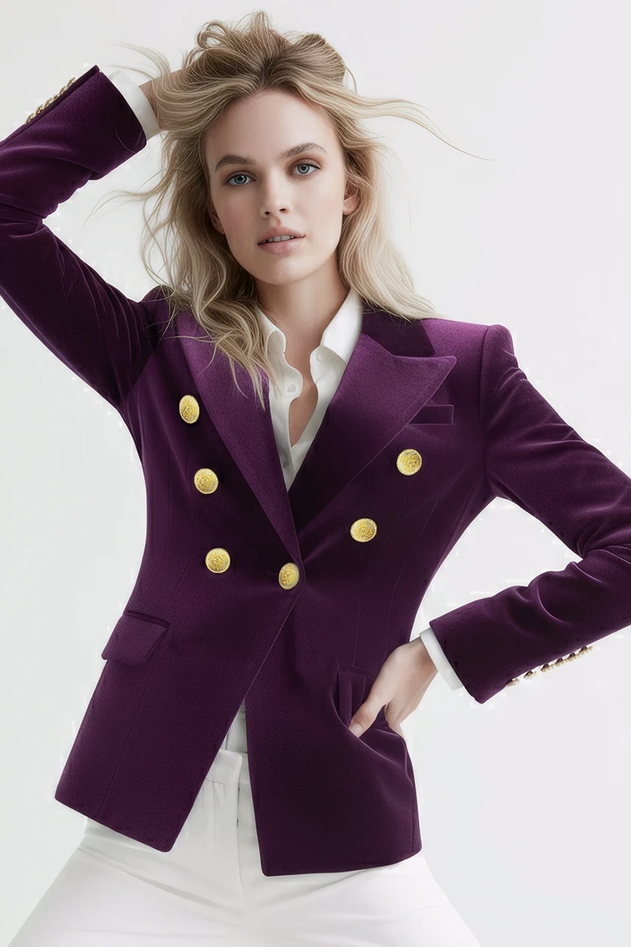 VELVET DOUBLE BREASTED WOMENS JACKET - Claudio Lugli Shirts