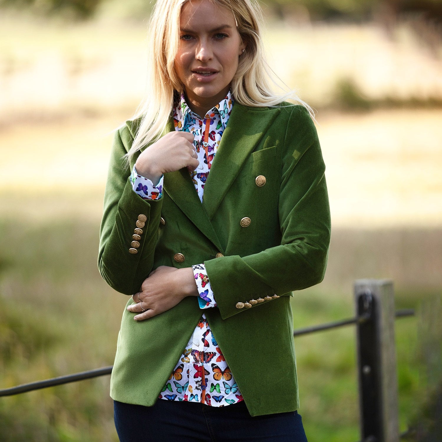 VELVET DOUBLE BREASTED WOMENS JACKET - Premium Men's Patterned Shirt by Claudio Lugli | Bold Design, Tailored Fit, Best Printed Shirts