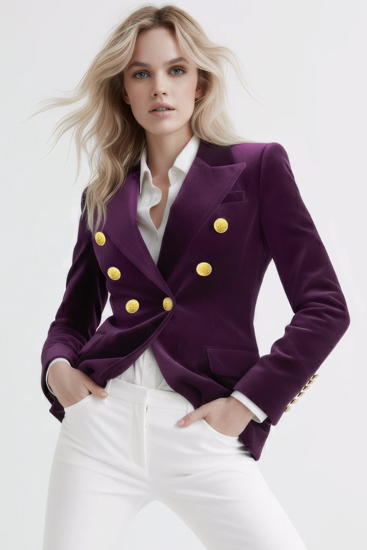 VELVET DOUBLE BREASTED WOMENS JACKET - Claudio Lugli Shirts