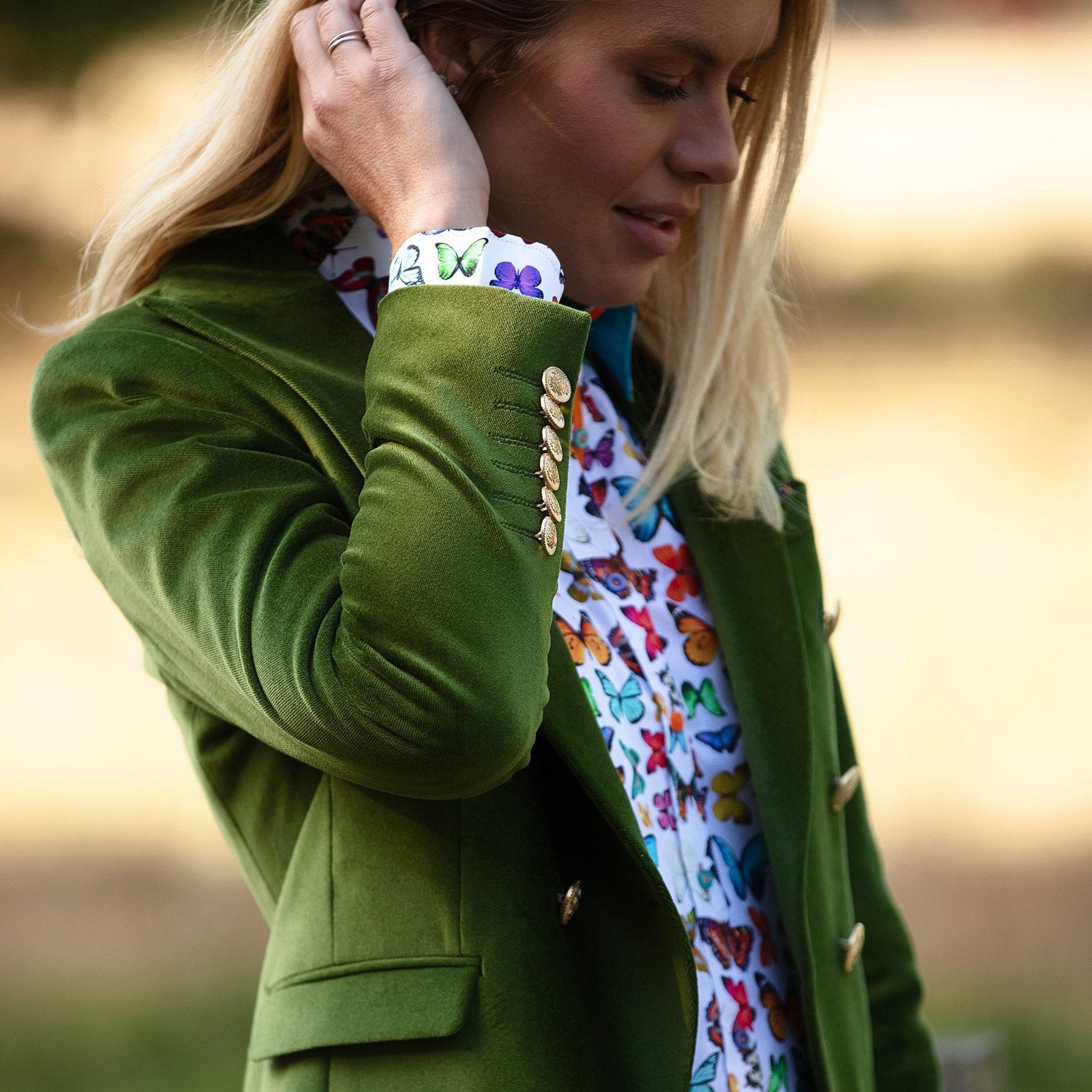 VELVET DOUBLE BREASTED WOMENS JACKET - Premium Men's Patterned Shirt by Claudio Lugli | Bold Design, Tailored Fit, Best Printed Shirts