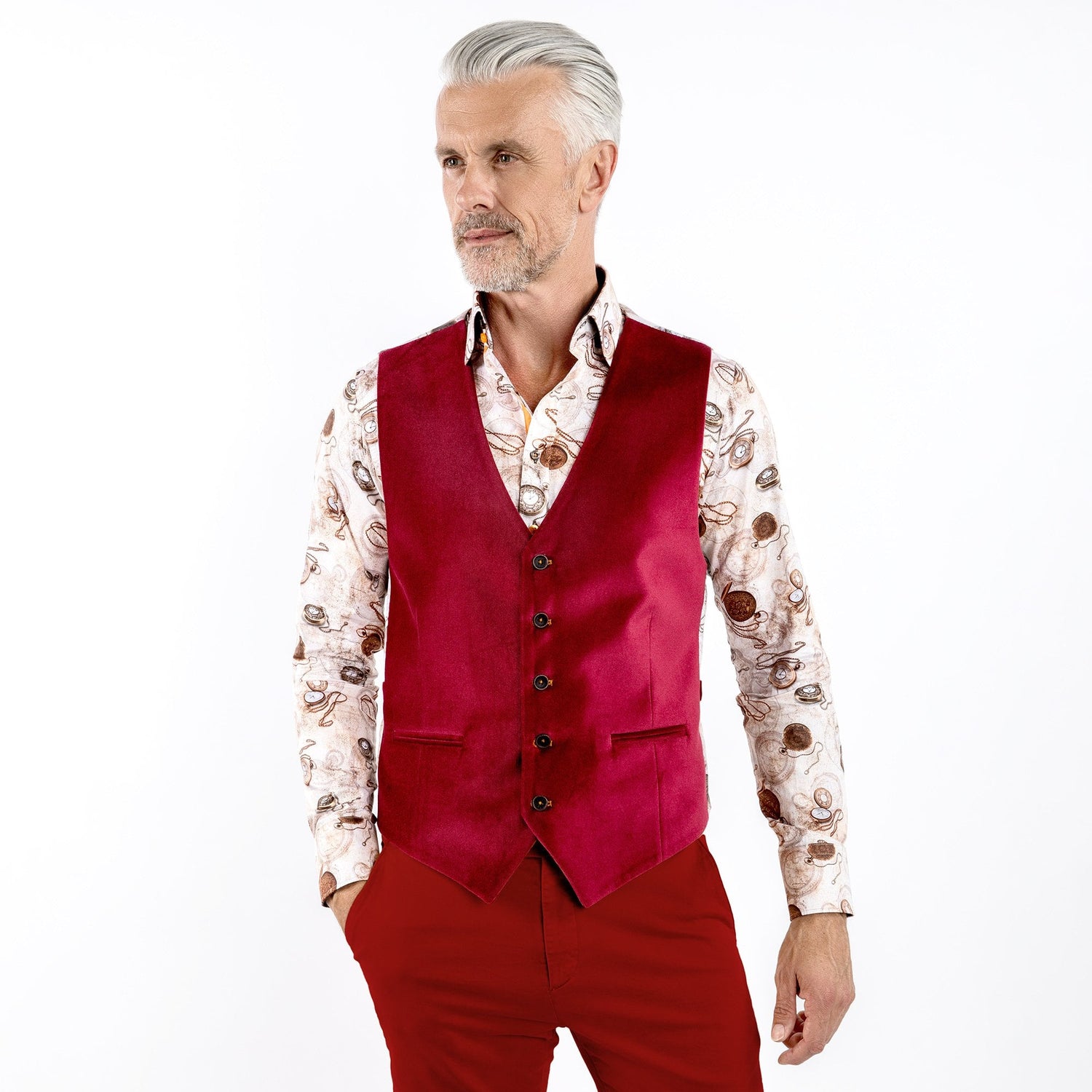 VIBRANT VELVET WAISTCOAT - Premium Men's Patterned Shirt by Claudio Lugli | Bold Design, Tailored Fit, Best Printed Shirts