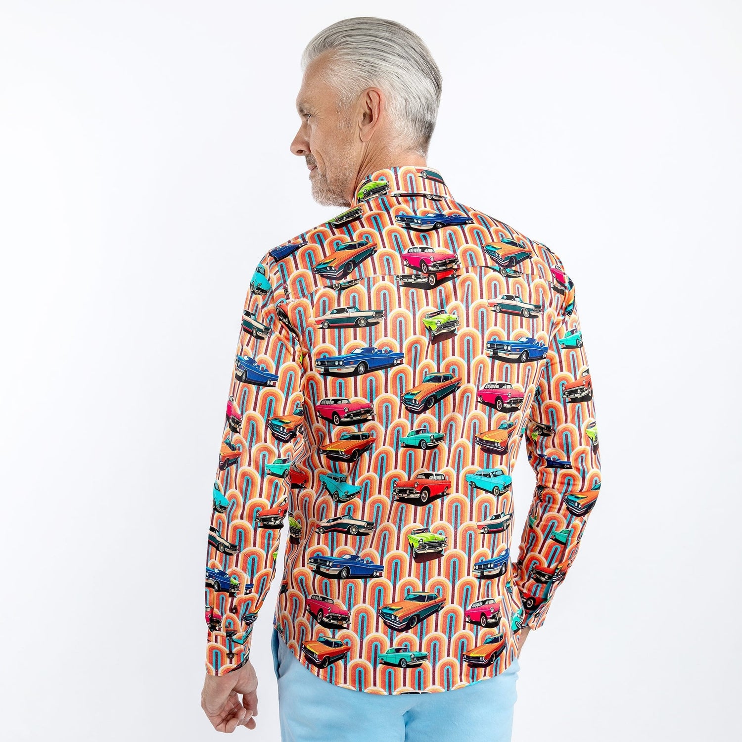 VINTAGE AND RETRO CAR PRINT SHIRT - Premium Men's Patterned Shirt by Claudio Lugli | Bold Design, Tailored Fit, Best Printed Shirts