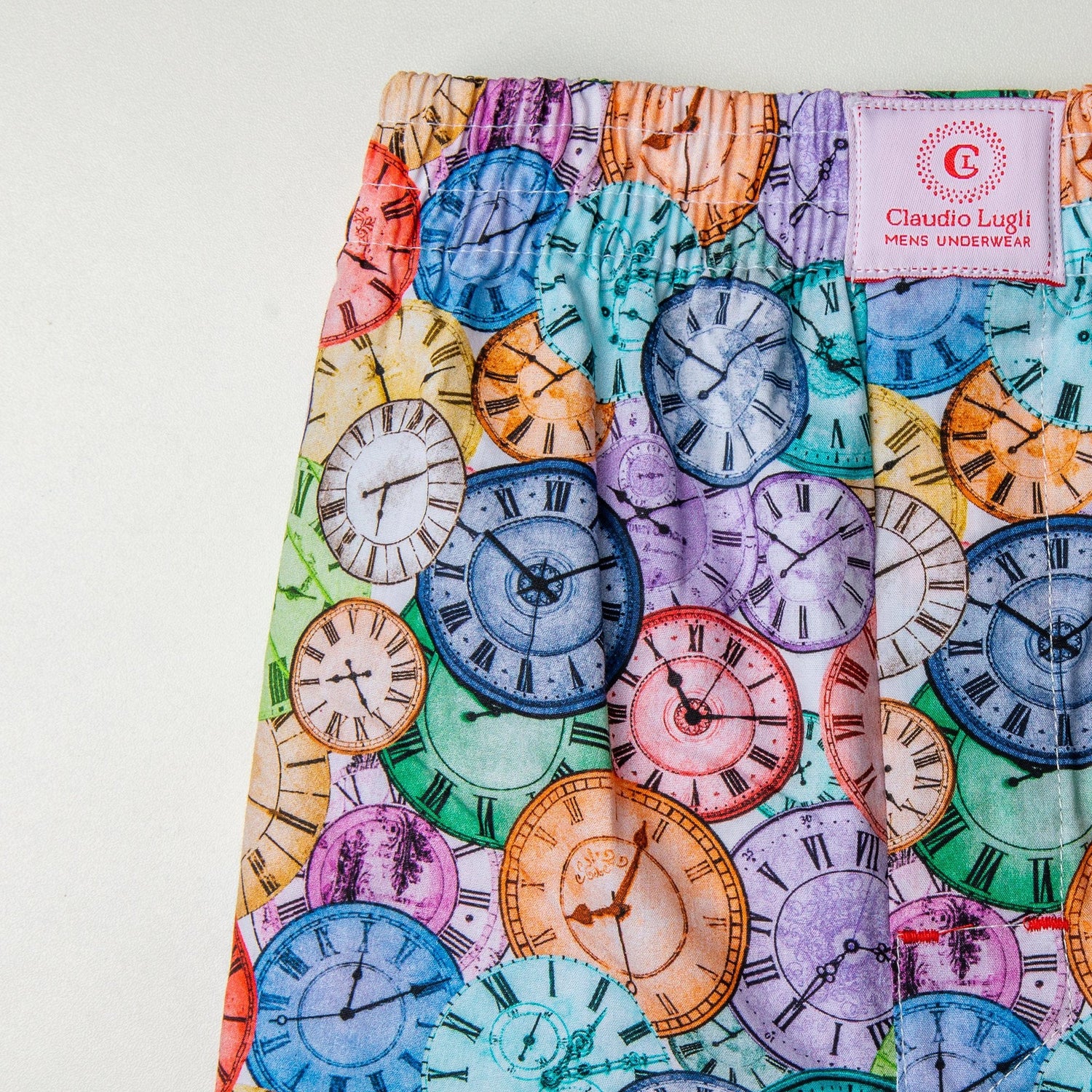 VINTAGE CLOCK COTTON POPLIN PRINT BOXER SHORTS - Premium Men's Patterned Shirt by Claudio Lugli | Bold Design, Tailored Fit, Best Printed Shirts