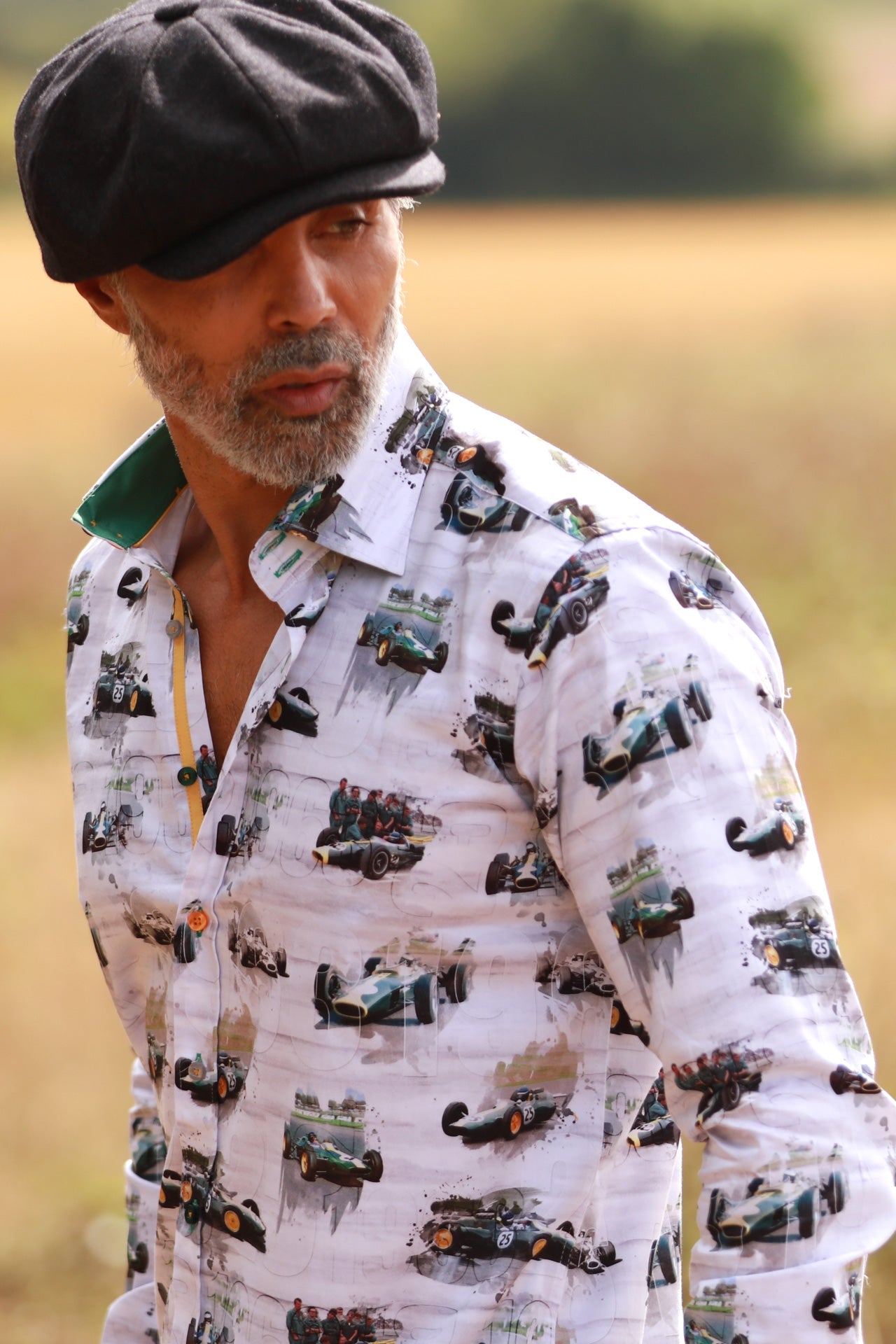 VINTAGE F1 LEGEND PRINT SHIRT (NO.25) – Premium Men's Patterned Shirt by Claudio Lugli | Bold Design, Tailored Fit, Best Printed Shirts