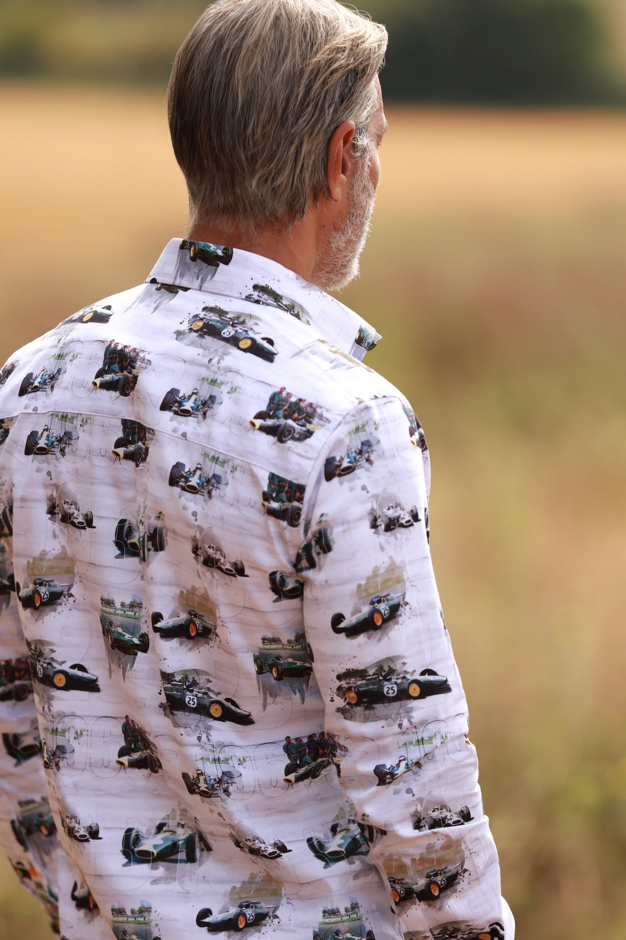 VINTAGE F1 LEGEND PRINT SHIRT (NO.25) – Premium Men's Patterned Shirt by Claudio Lugli | Bold Design, Tailored Fit, Best Printed Shirts