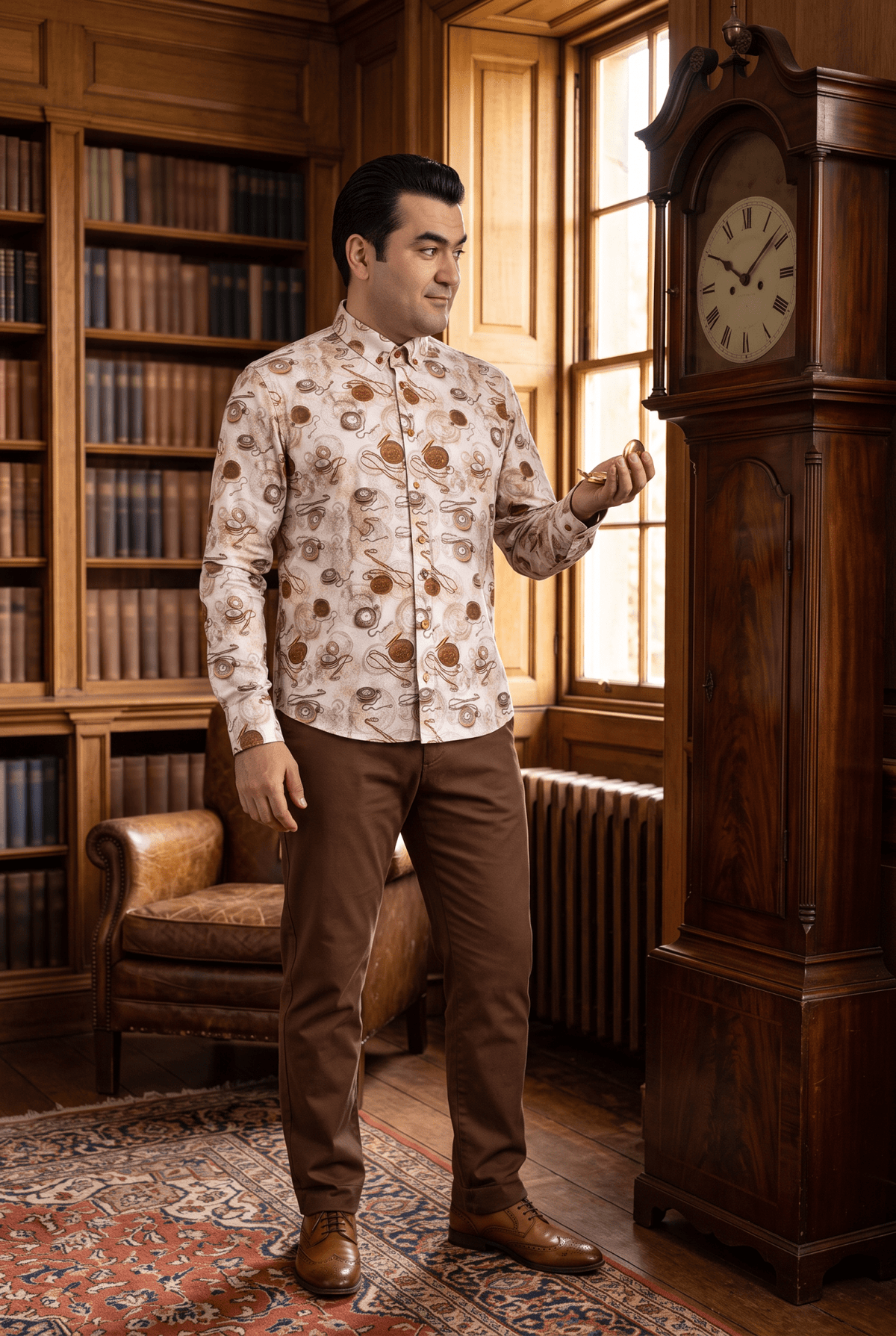 Vintage Pocket Watch Print Shirt - Claudio Lugli Shirts