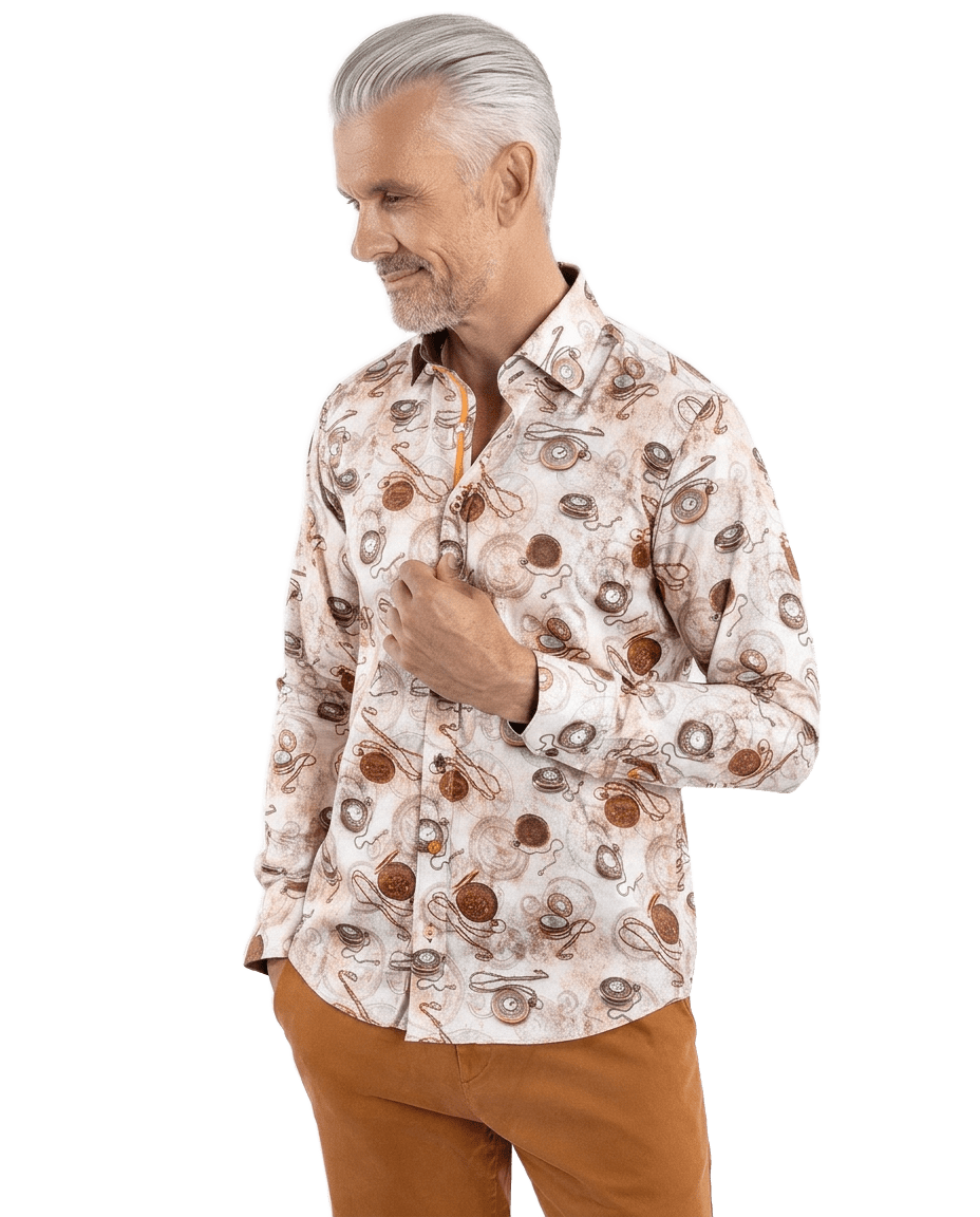 Vintage Pocket Watch Print Shirt - Claudio Lugli Shirts