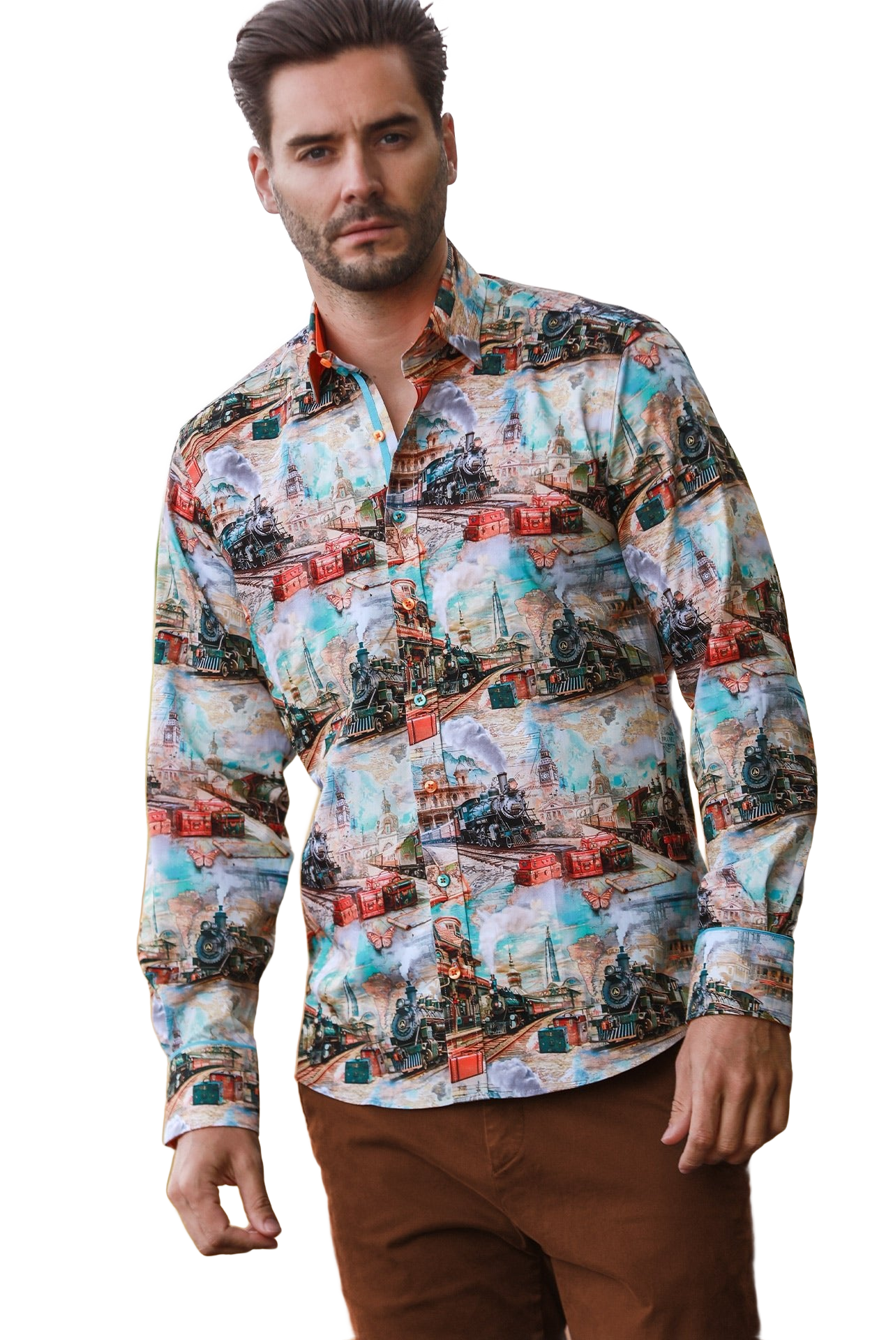 Vintage Steam Train Print Shirt - Claudio Lugli Shirts