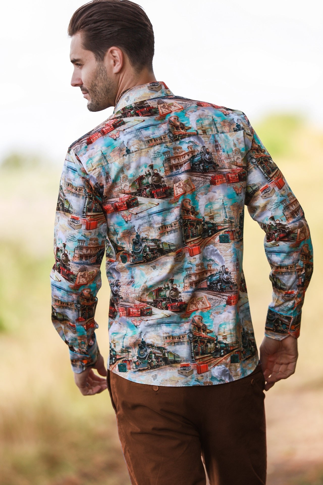 VINTAGE STEAM TRAIN PRINT SHIRT - Claudio Lugli Shirts