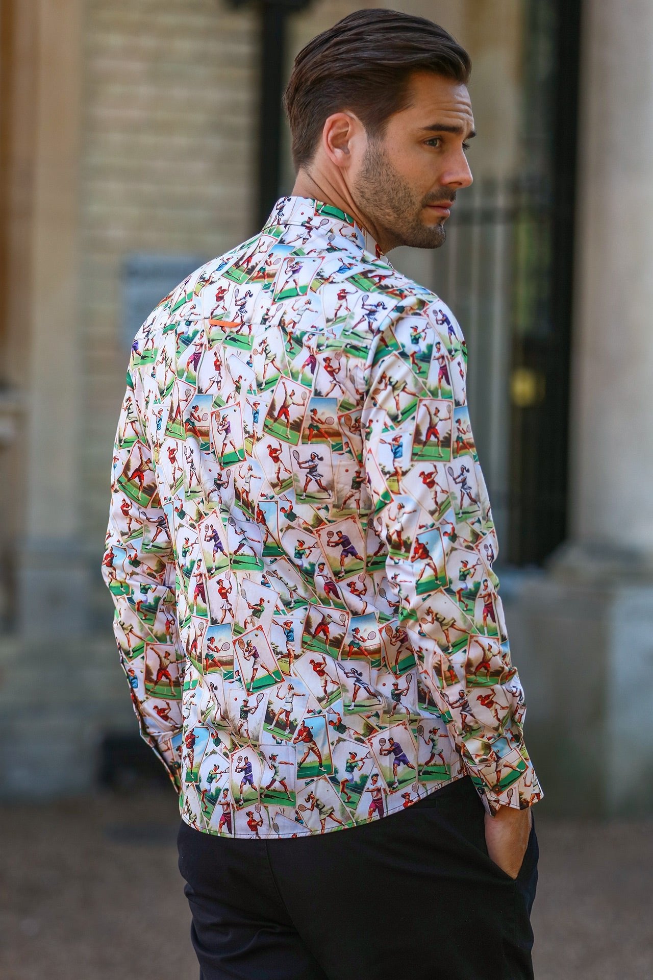 VINTAGE TENNIS PRINT SHIRT - Premium Men's Patterned Shirt by Claudio Lugli | Bold Design, Tailored Fit, Best Printed Shirts