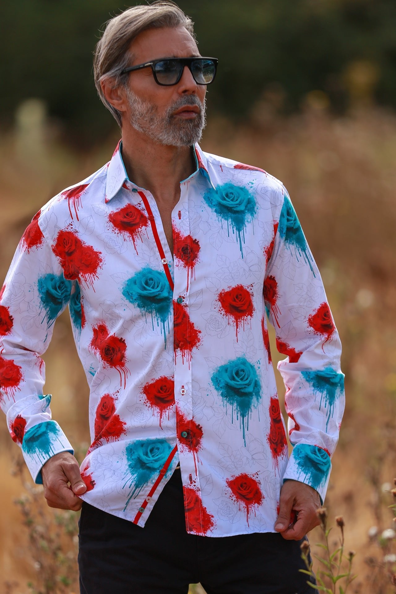 VIVID BLEEDING BLOOMS PRINT SHIRT – Premium Men's Patterned Shirt by Claudio Lugli | Bold Design, Tailored Fit, Best Printed Shirts