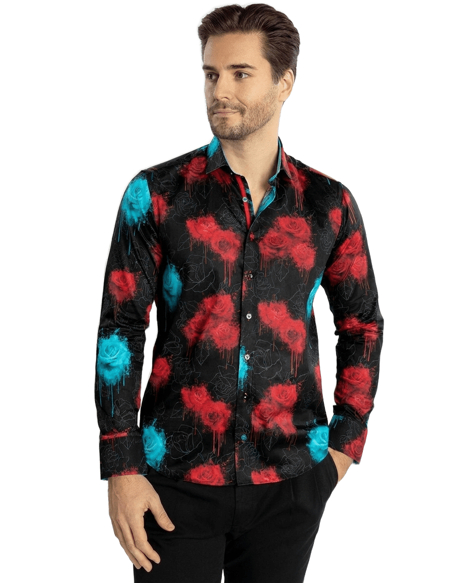 Vivid Bleeding Blooms Print Shirt - Claudio Lugli Shirts