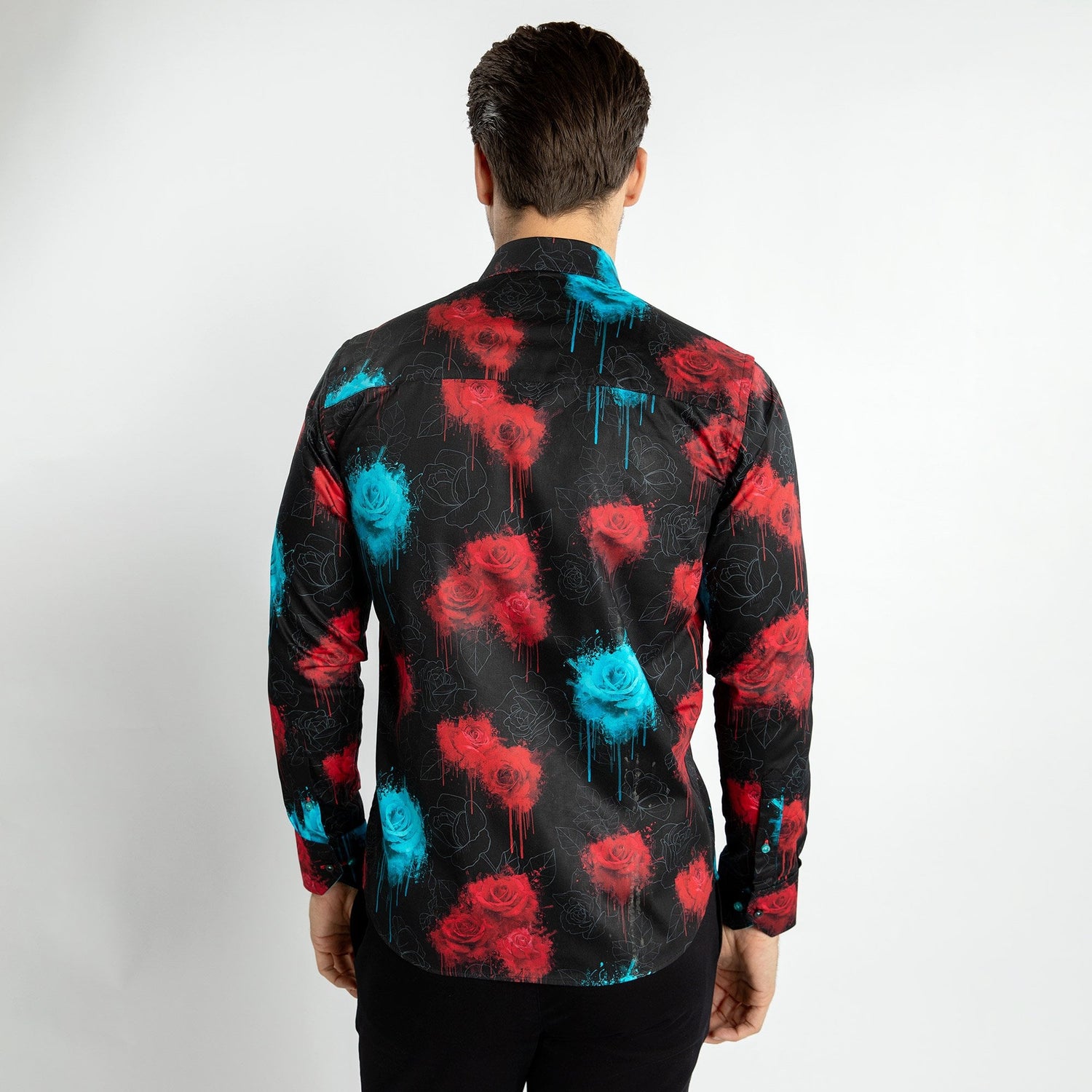 VIVID BLEEDING BLOOMS PRINT SHIRT – Premium Men's Patterned Shirt by Claudio Lugli | Bold Design, Tailored Fit, Best Printed Shirts