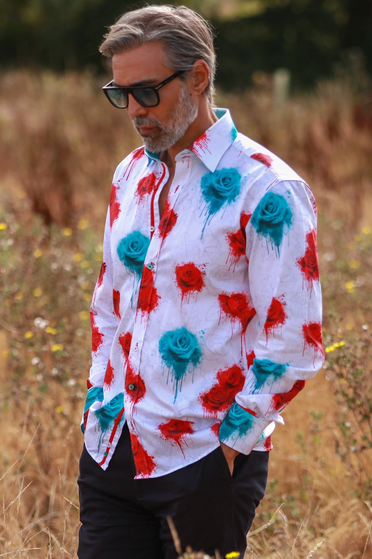 VIVID BLEEDING BLOOMS PRINT SHIRT – Premium Men's Patterned Shirt by Claudio Lugli | Bold Design, Tailored Fit, Best Printed Shirts