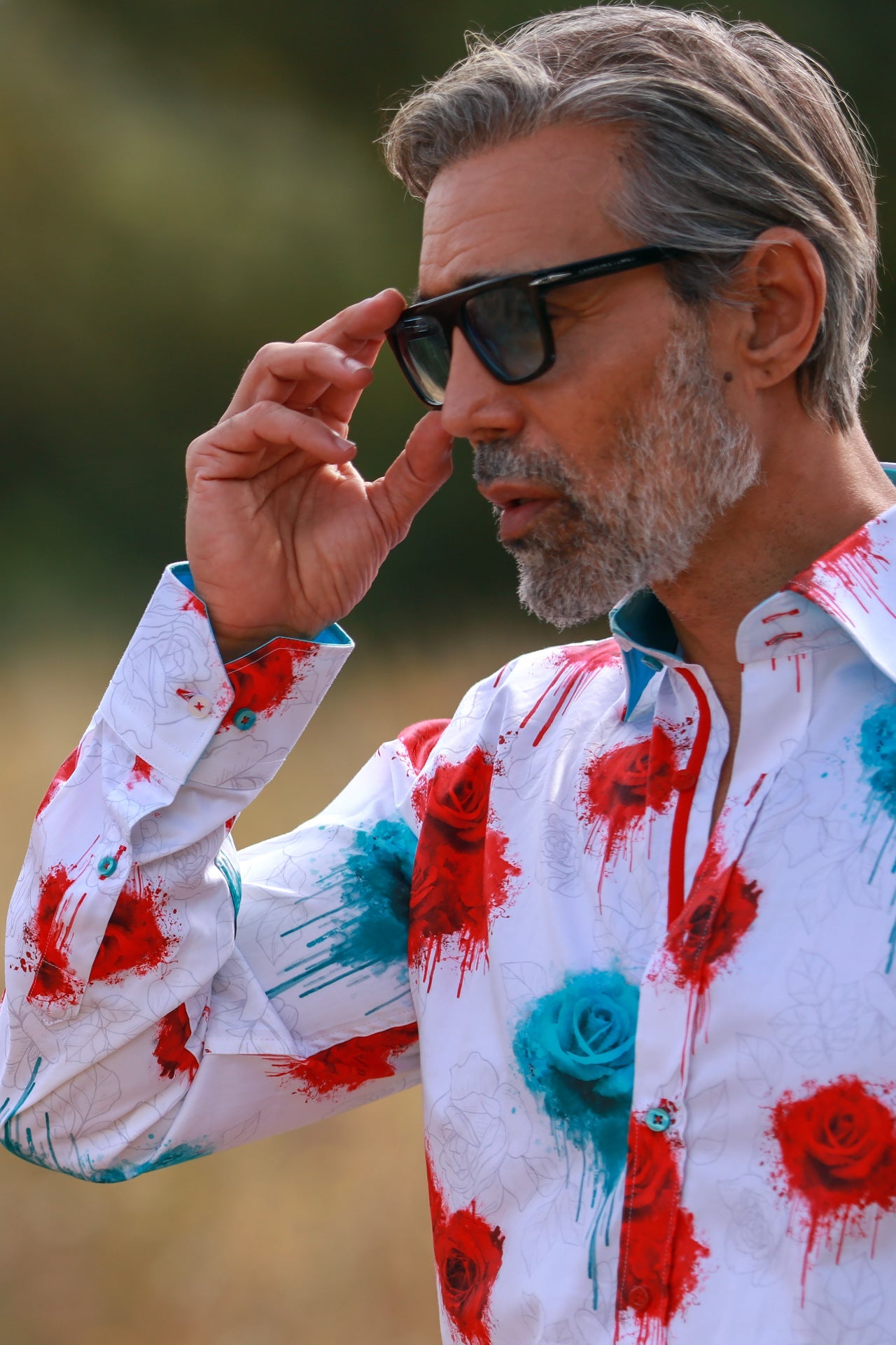 VIVID BLEEDING BLOOMS PRINT SHIRT – Premium Men's Patterned Shirt by Claudio Lugli | Bold Design, Tailored Fit, Best Printed Shirts