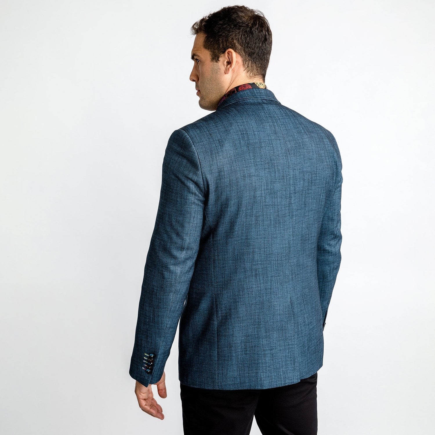 WASHED DENIM EFFECT SPORTS BLAZER - Premium Men's Patterned Shirt by Claudio Lugli | Bold Design, Tailored Fit, Best Printed Shirts