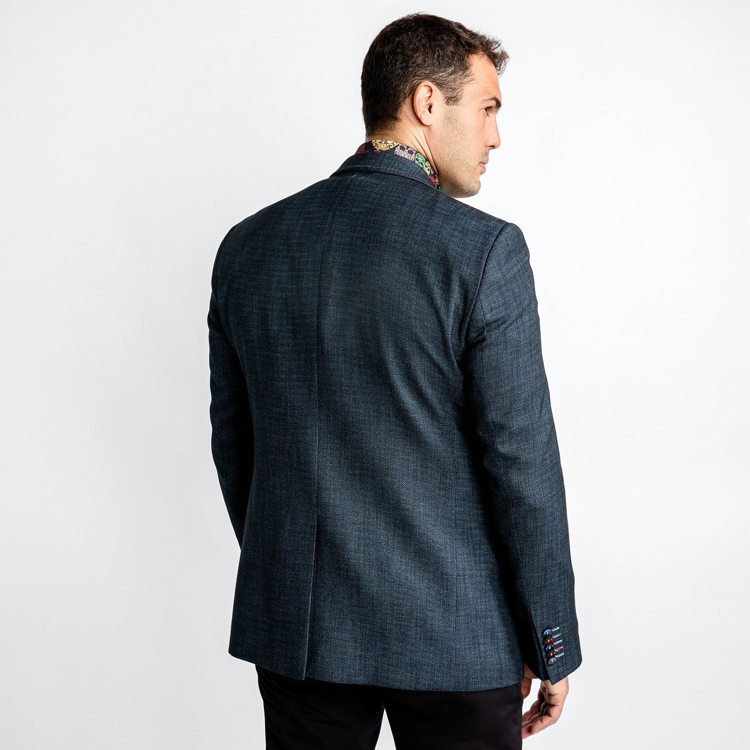 WASHED DENIM EFFECT SPORTS BLAZER - Premium Men's Patterned Shirt by Claudio Lugli | Bold Design, Tailored Fit, Best Printed Shirts