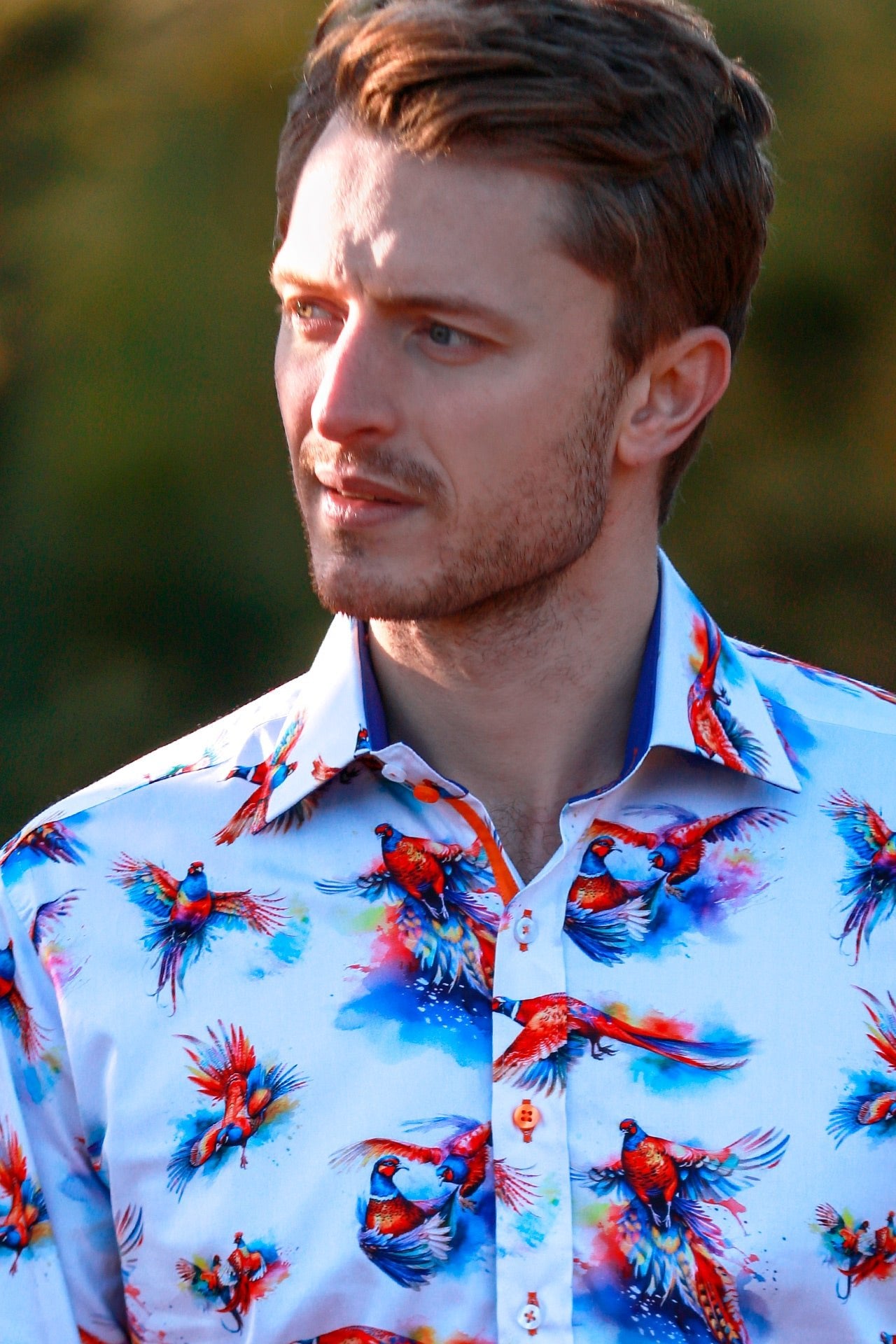WATERCOLOR PHEASANT PRINT SHIRT – Premium Men's Patterned Shirt by Claudio Lugli | Bold Design, Tailored Fit, Best Printed Shirts