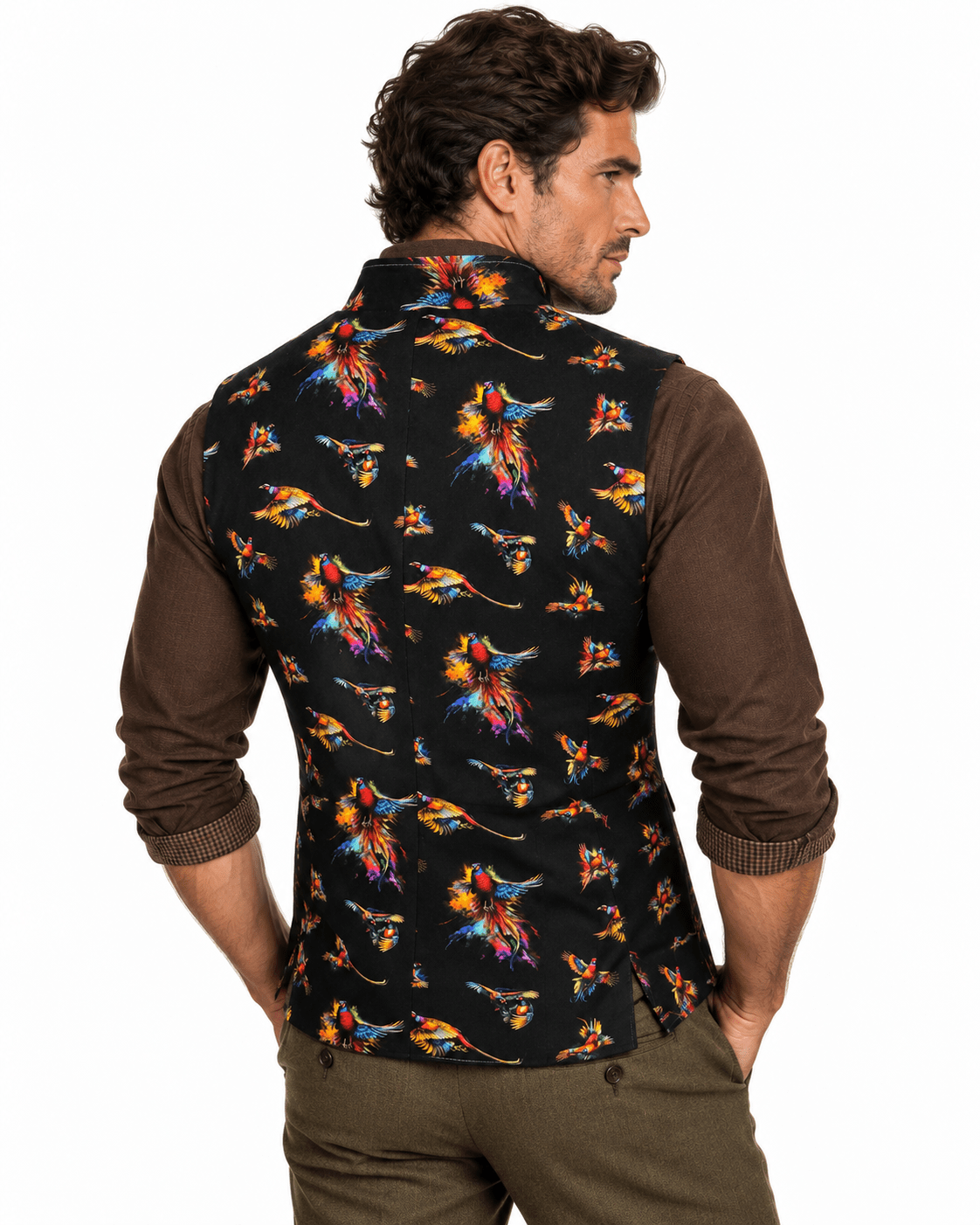 Watercolour Pheasant Sleeveless Jacket - Claudio Lugli Shirts