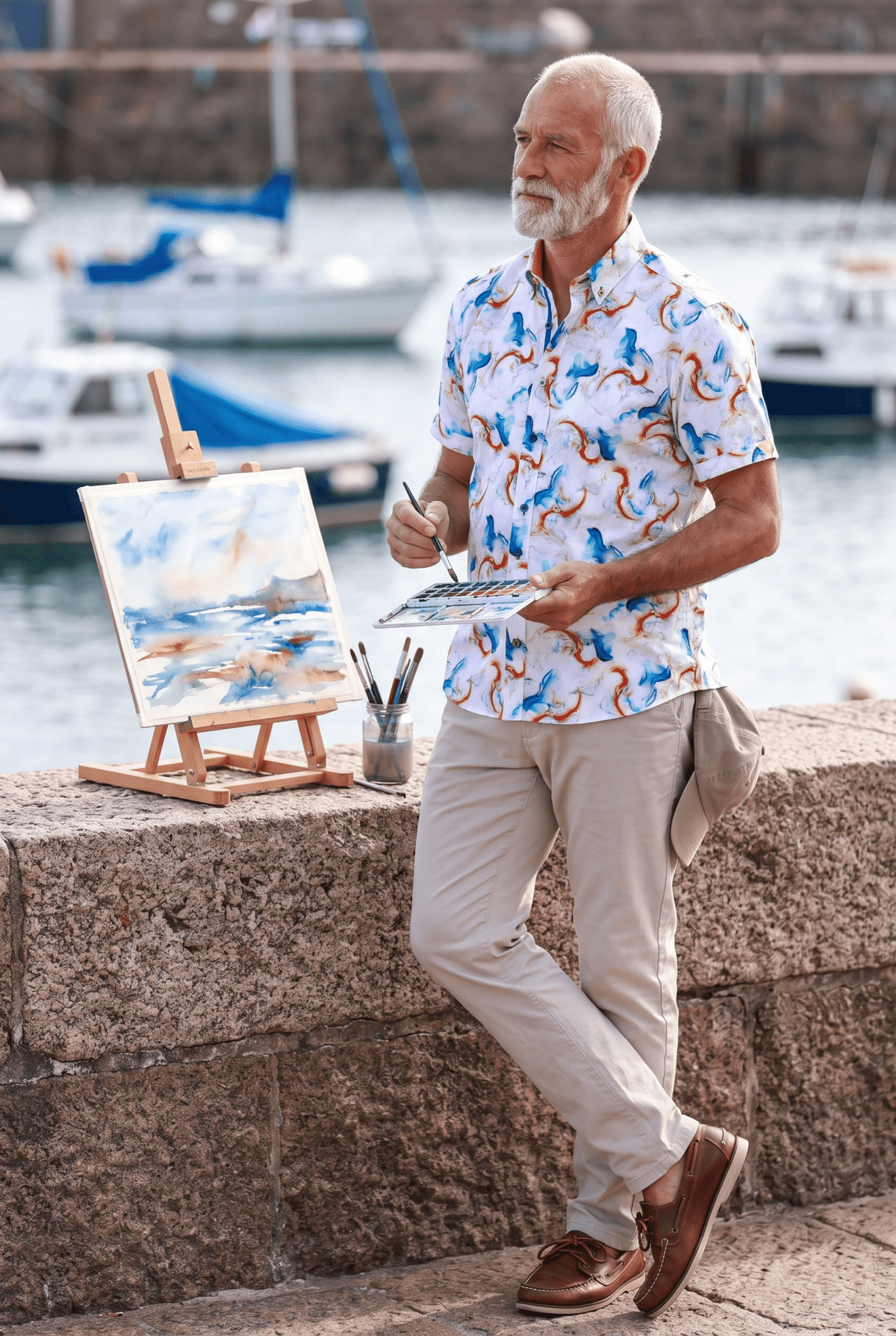 Watercolour Wash Print Short Sleeve Shirt - Claudio Lugli Shirts