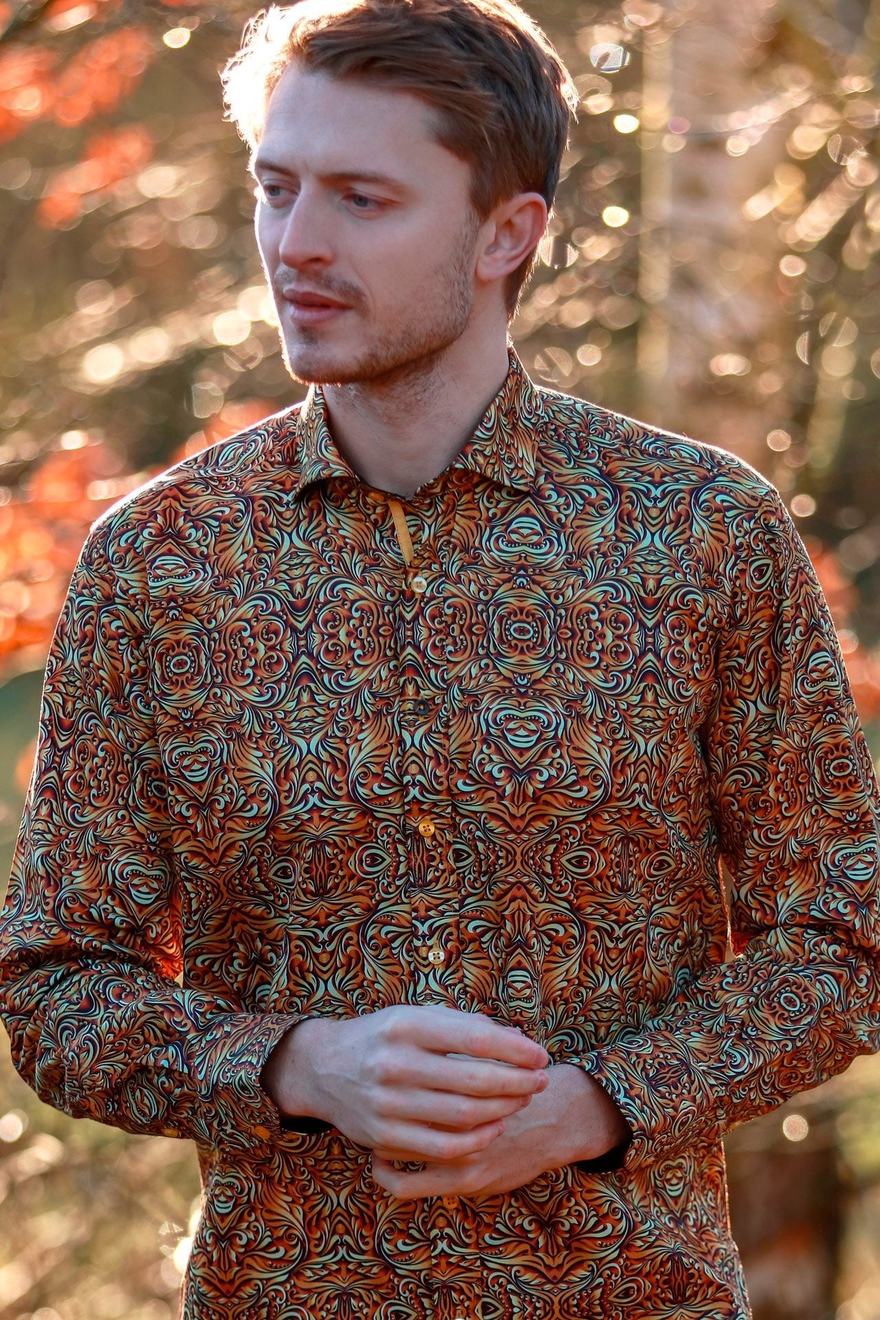 WAVY ORNAMENTS PRINT SHIRT – Premium Men's Patterned Shirt by Claudio Lugli | Bold Design, Tailored Fit, Best Printed Shirts