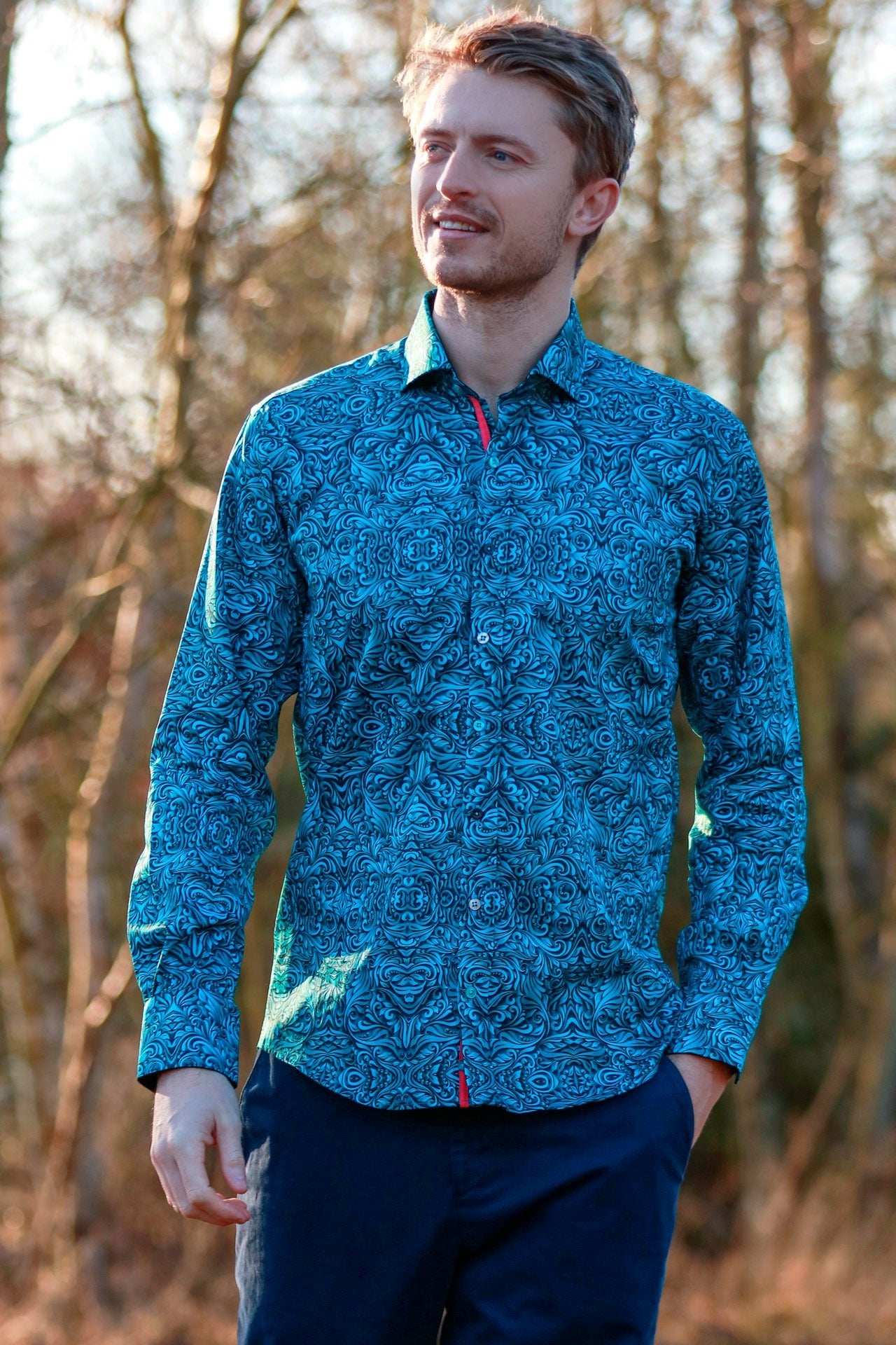 WAVY ORNAMENTS PRINT SHIRT – Premium Men's Patterned Shirt by Claudio Lugli | Bold Design, Tailored Fit, Best Printed Shirts