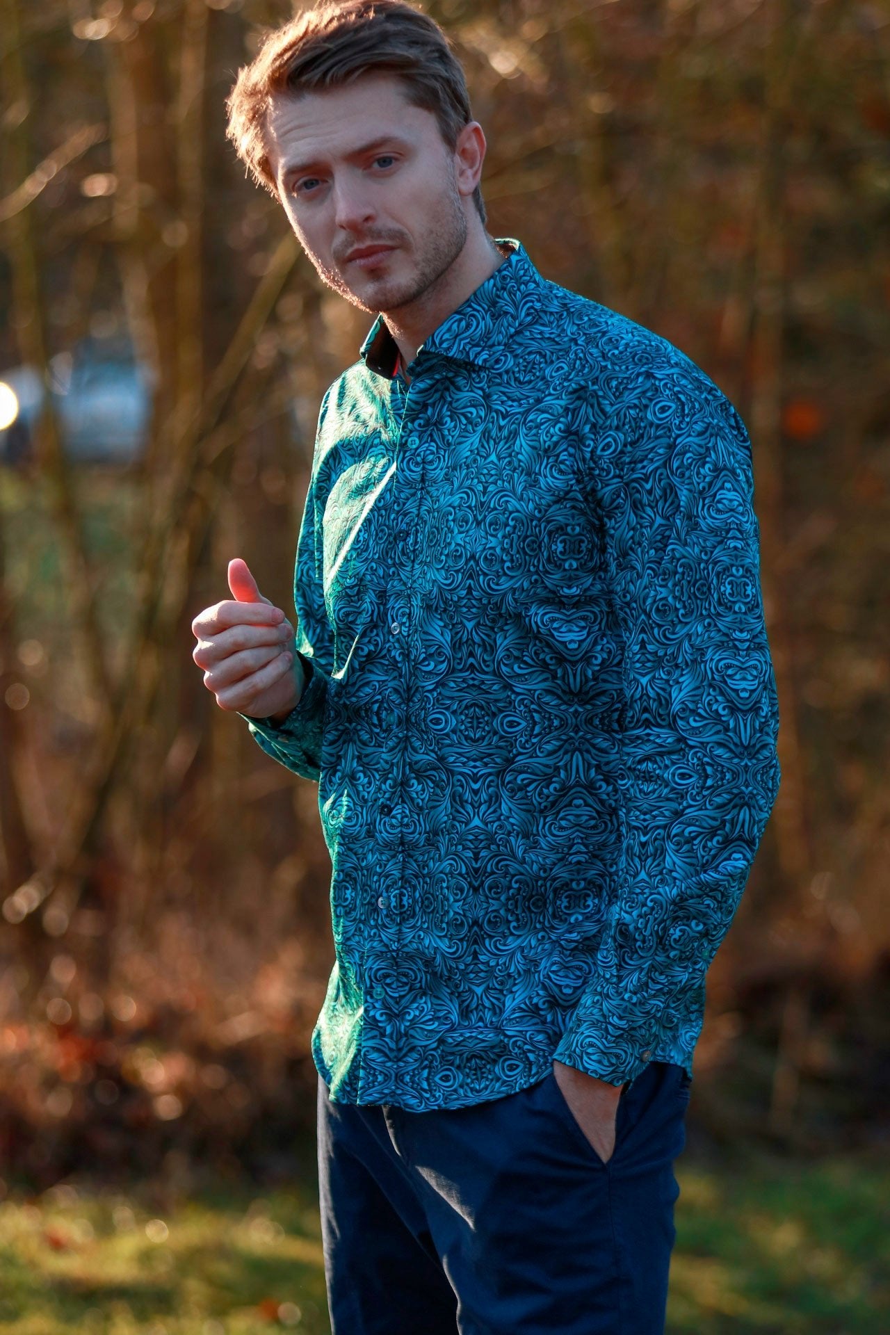 WAVY ORNAMENTS PRINT SHIRT – Premium Men's Patterned Shirt by Claudio Lugli | Bold Design, Tailored Fit, Best Printed Shirts