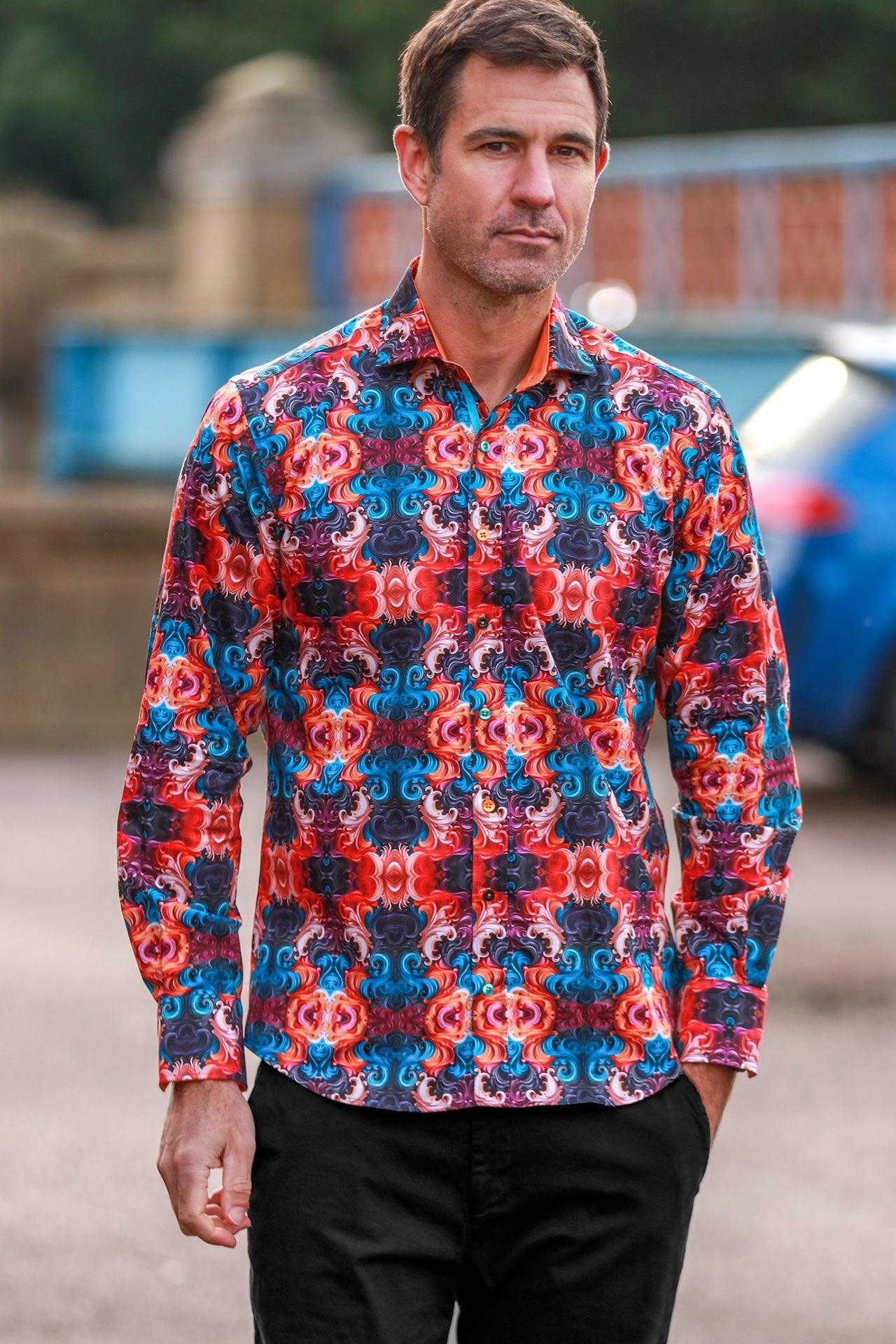 WAVY ORNAMENTS PRINT SHIRT – Premium Men's Patterned Shirt by Claudio Lugli | Bold Design, Tailored Fit, Best Printed Shirts