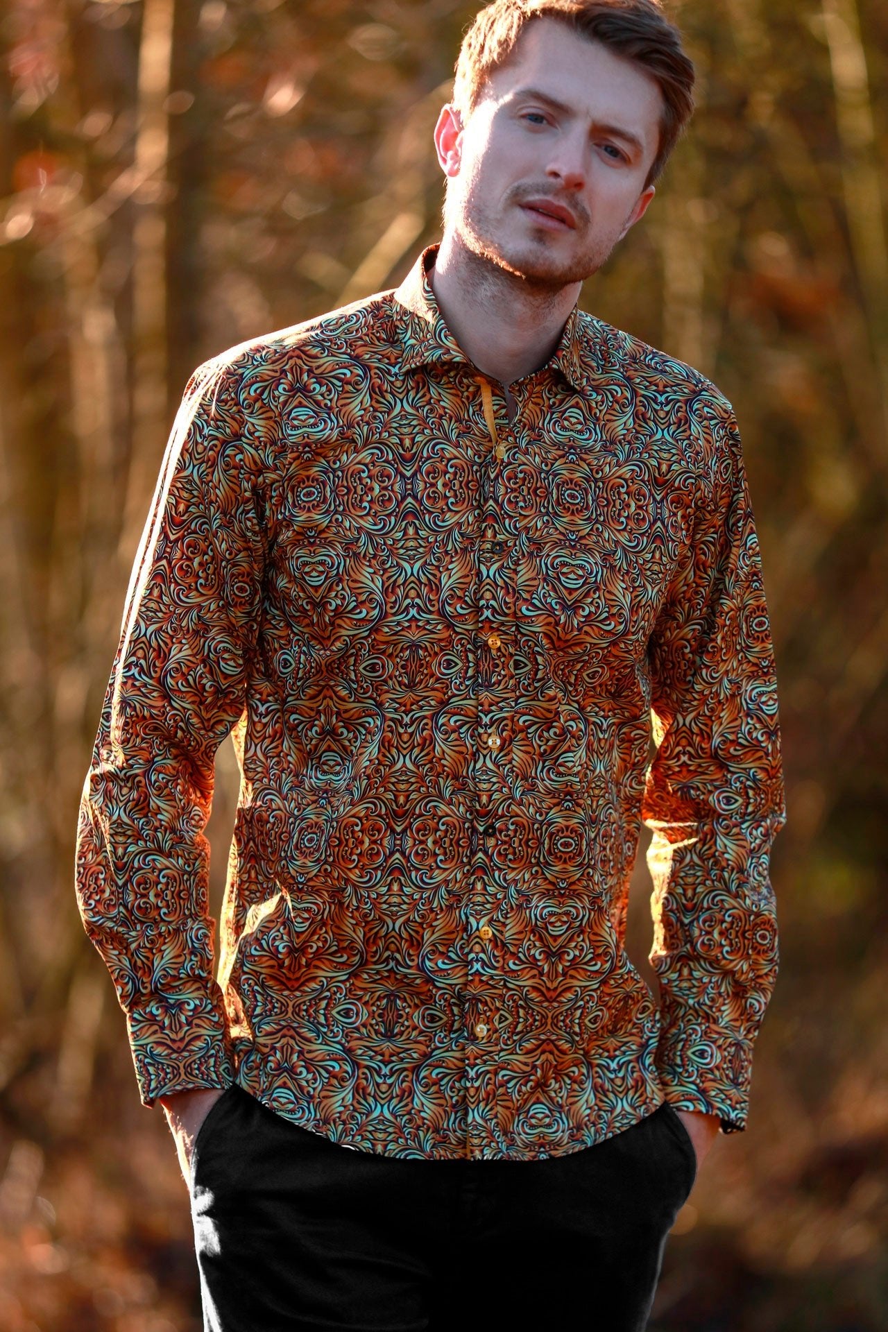 WAVY ORNAMENTS PRINT SHIRT – Premium Men's Patterned Shirt by Claudio Lugli | Bold Design, Tailored Fit, Best Printed Shirts