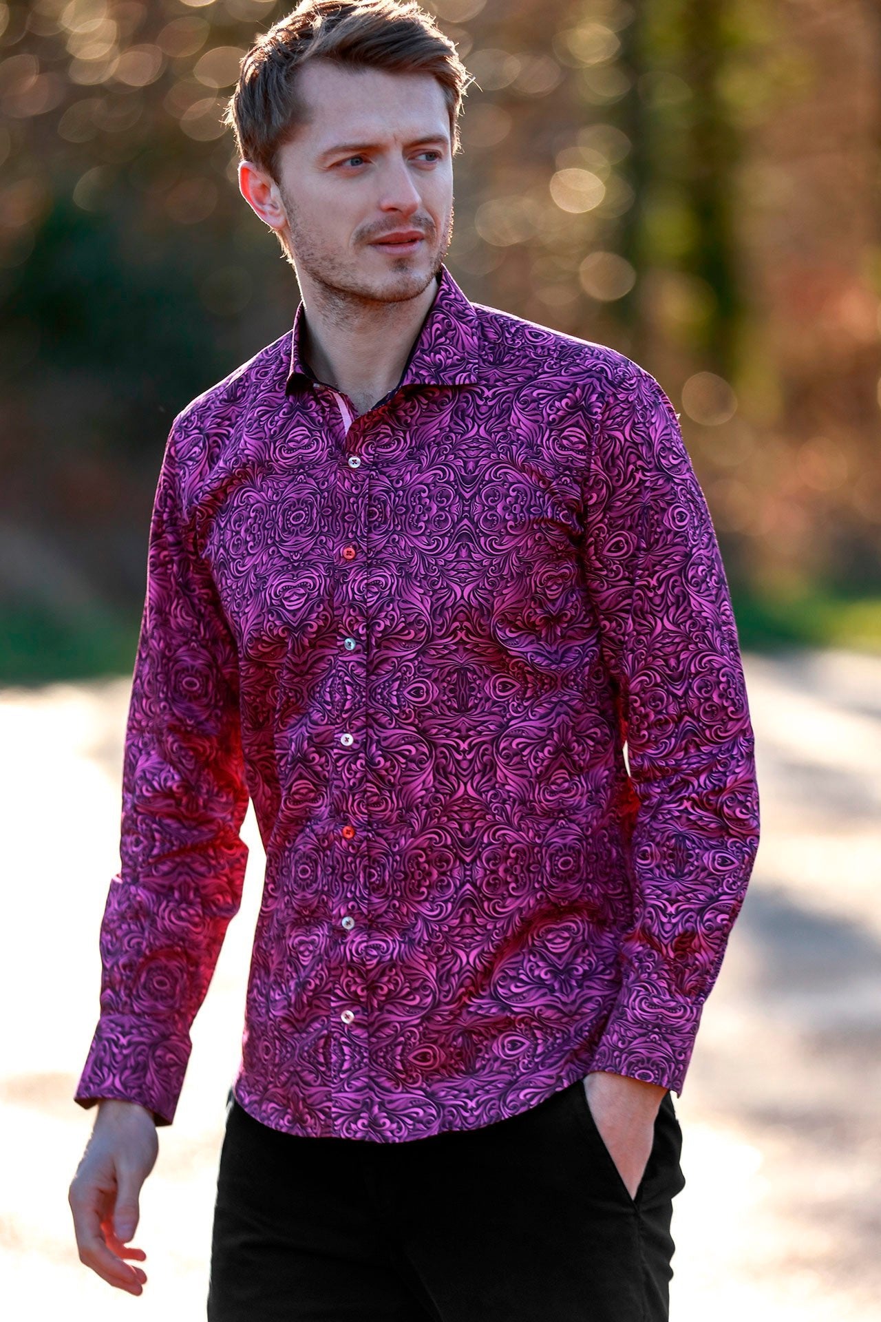 WAVY ORNAMENTS PRINT SHIRT – Premium Men's Patterned Shirt by Claudio Lugli | Bold Design, Tailored Fit, Best Printed Shirts