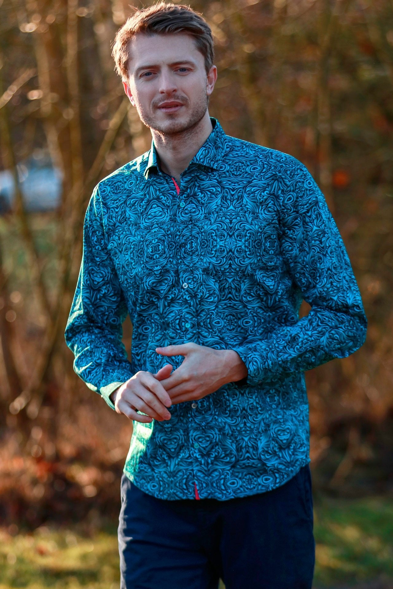 WAVY ORNAMENTS PRINT SHIRT – Premium Men's Patterned Shirt by Claudio Lugli | Bold Design, Tailored Fit, Best Printed Shirts