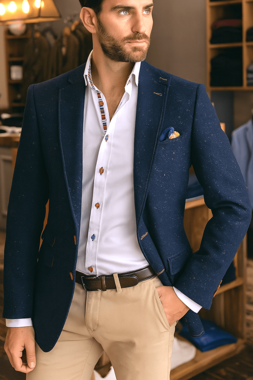 WOOL FLECKED JACKET – Premium Men's Patterned Shirt by Claudio Lugli | Bold Design, Tailored Fit, Best Printed Shirts