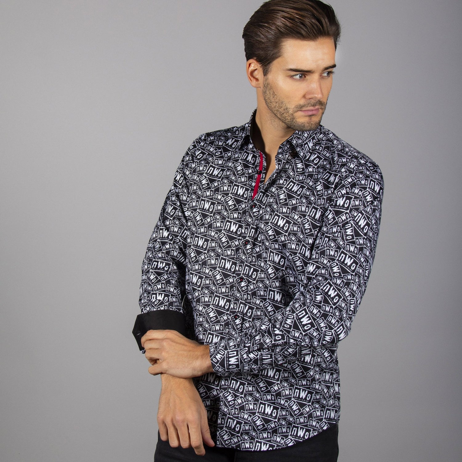 WWE: NWO LOGO PRINT SHIRT - Premium Men's Patterned Shirt by Claudio Lugli | Bold Design, Tailored Fit, Best Printed Shirts